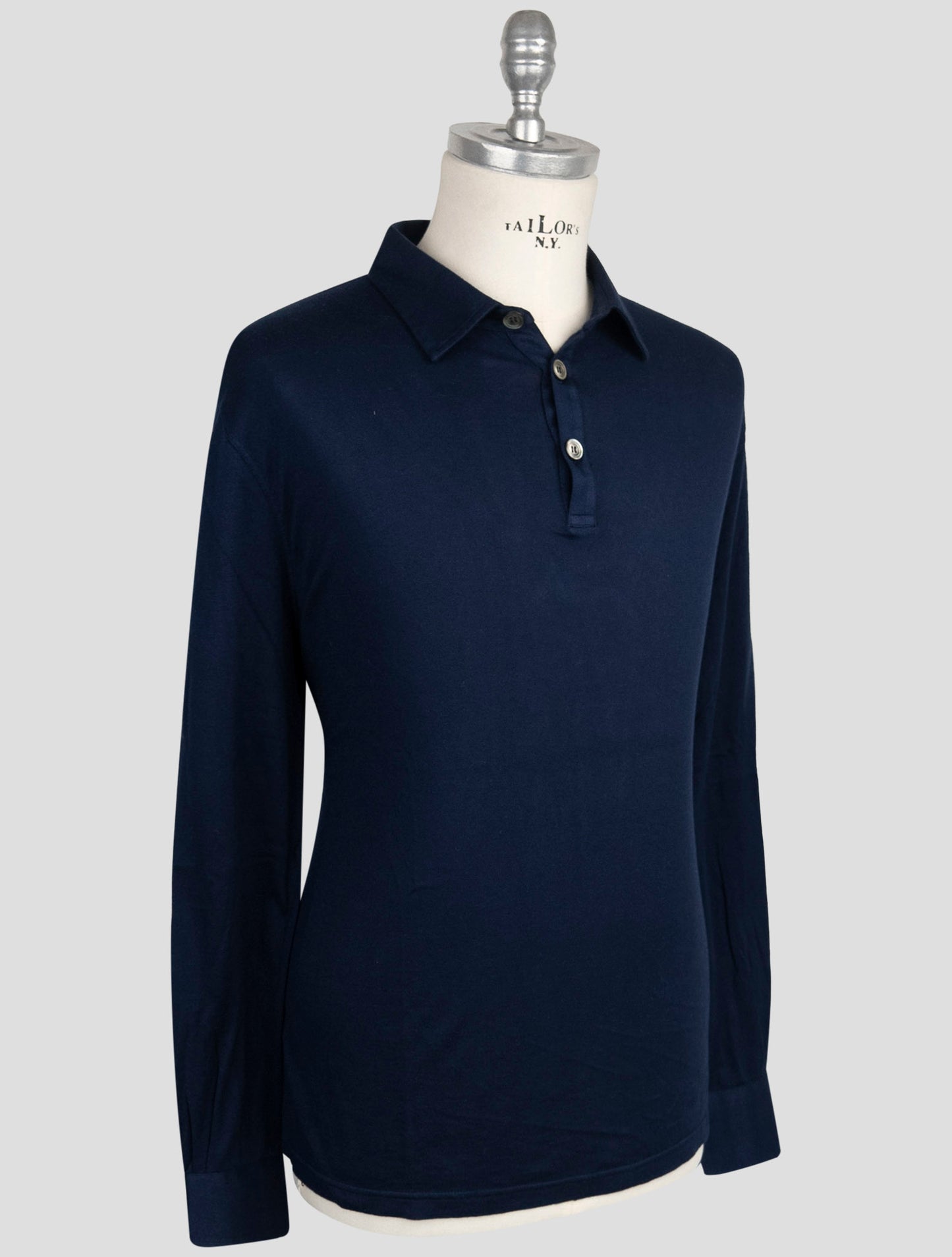 Kiton Blue Cotton Cashmere Sweater Polo