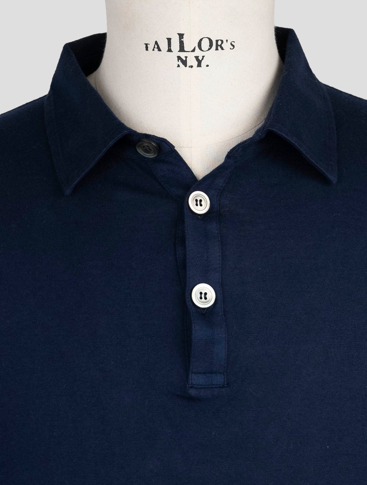 Kiton Blue Cotton Cashmere Sweater Polo