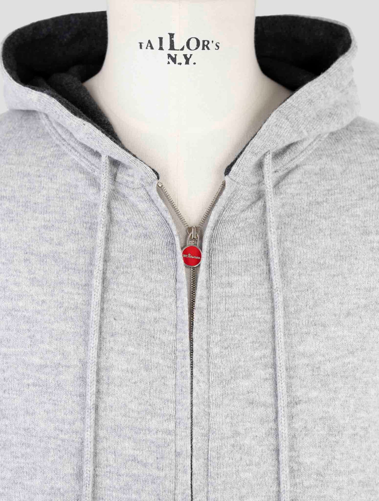 Kiton Gray Wool Sweater Full Zip Hoodie
