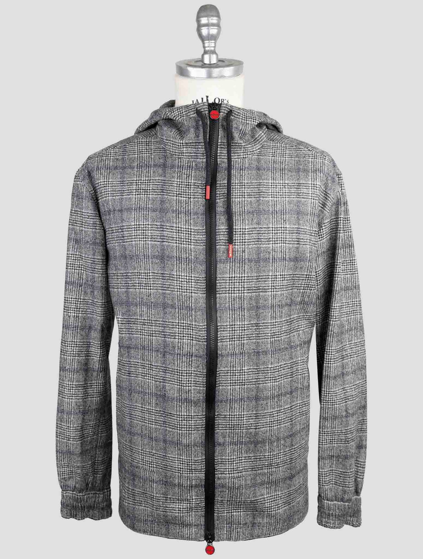 Kiton Gray Virgin Wool Sweater Full Zip Hoodie