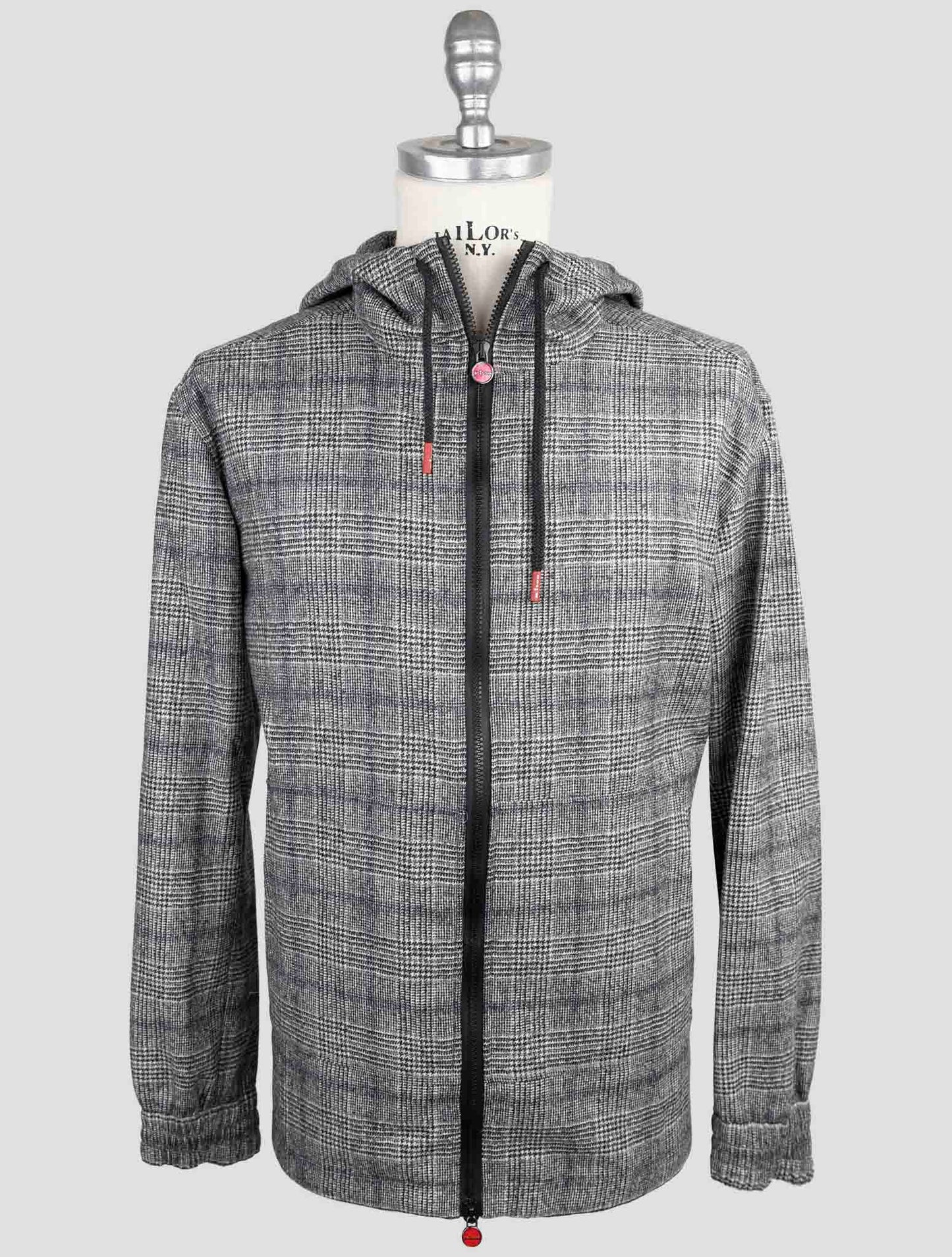 Kiton Gray Virgin Wool Sweater Full Zip Hoodie