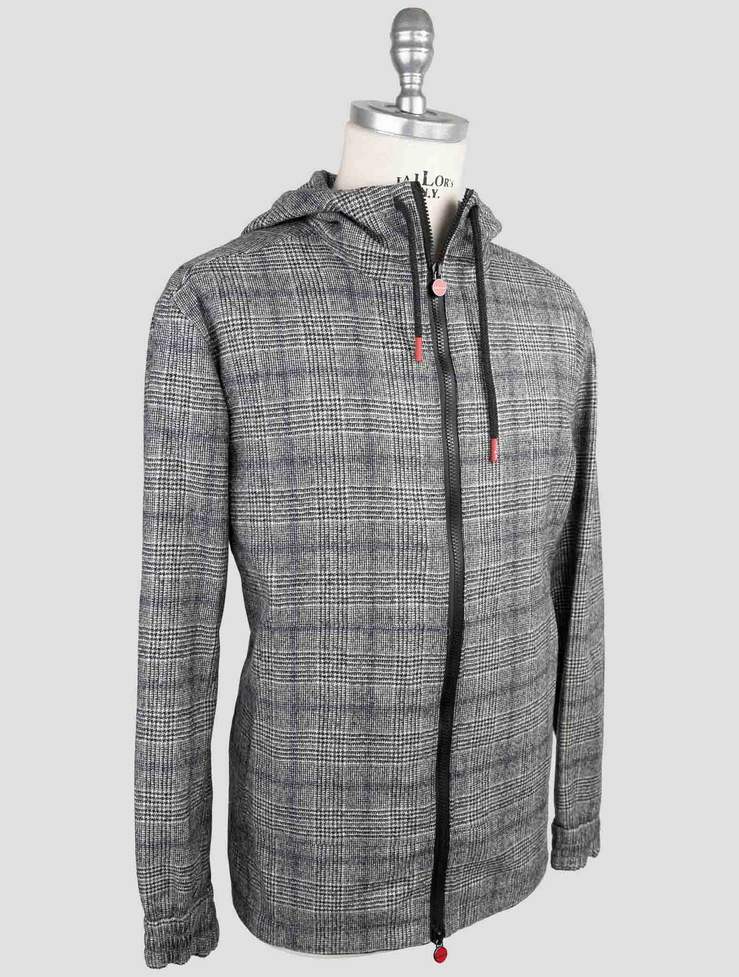 Kiton Gray Virgin Wool Sweater Full Zip Hoodie