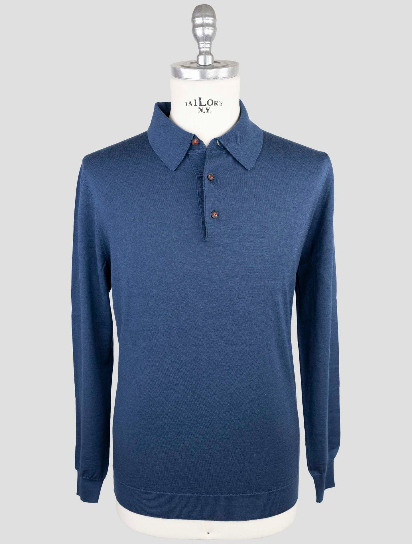 Kiton Blue Cashmere Silk Sweater Polo