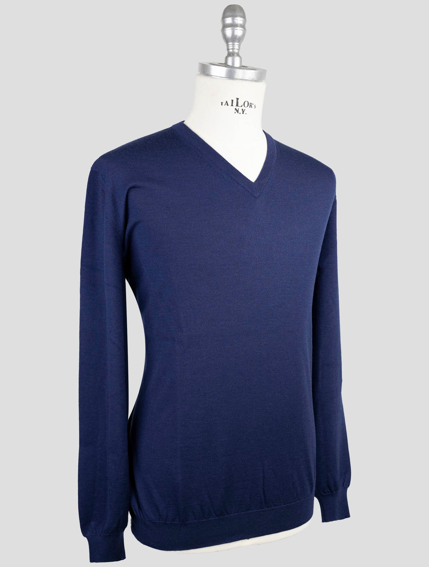 Kiton Blue Cashmere Silk Sweater V-Neck