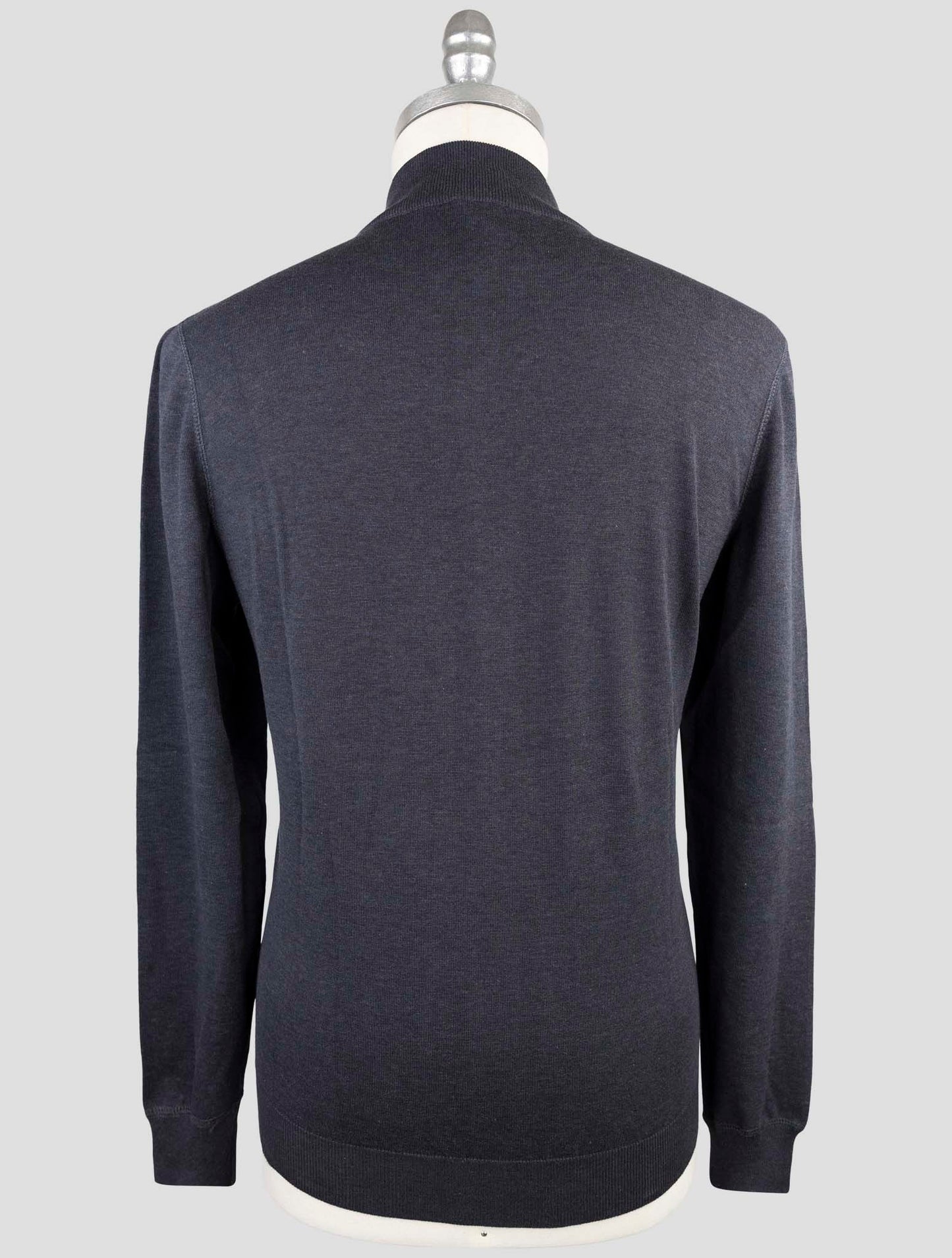Kiton Gray Cotton Sweater Full Zip