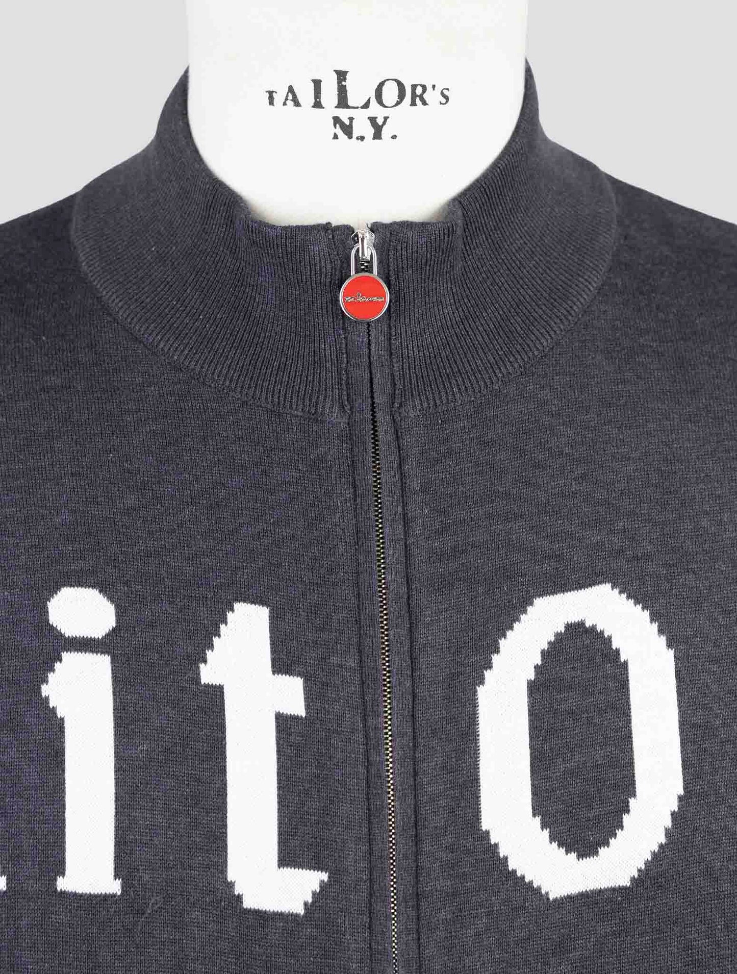 Kiton Gray Cotton Sweater Full Zip