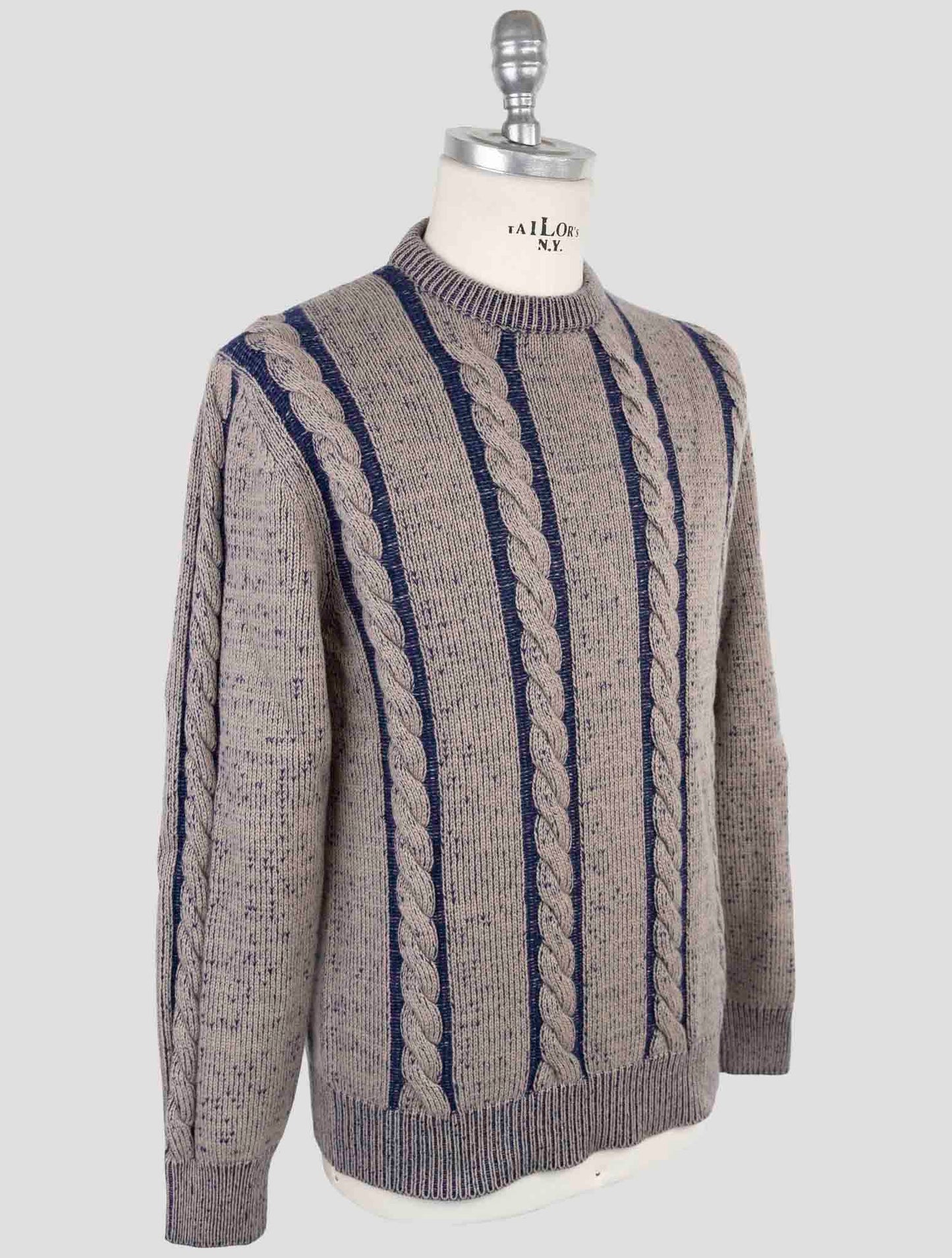 Kiton Gray Blue Cashmere Sweater Crewneck