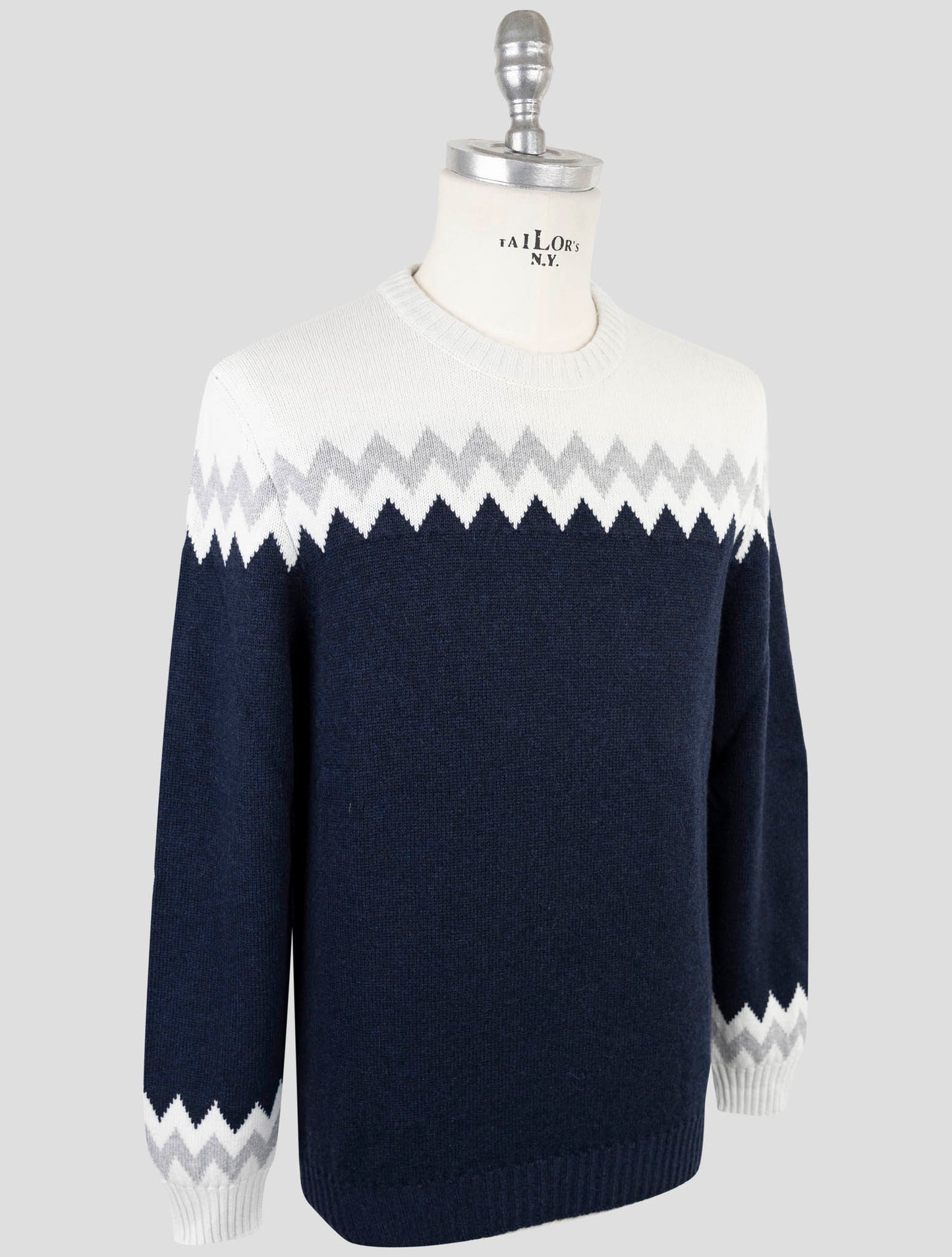 Kiton Blue Gray Cashmere Sweater Crewneck