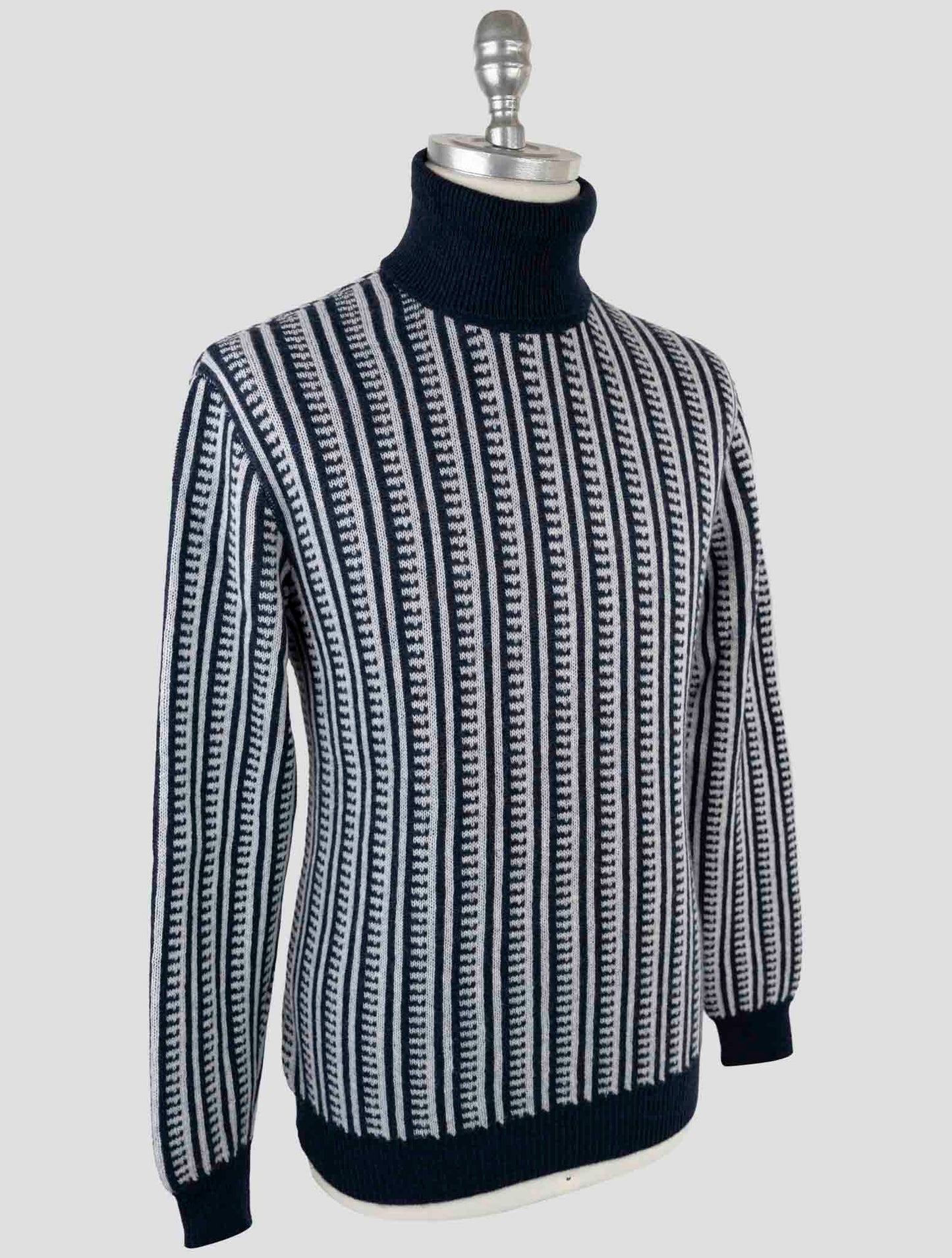 Kiton Blue Gray Cashmere Sweater Turtleneck