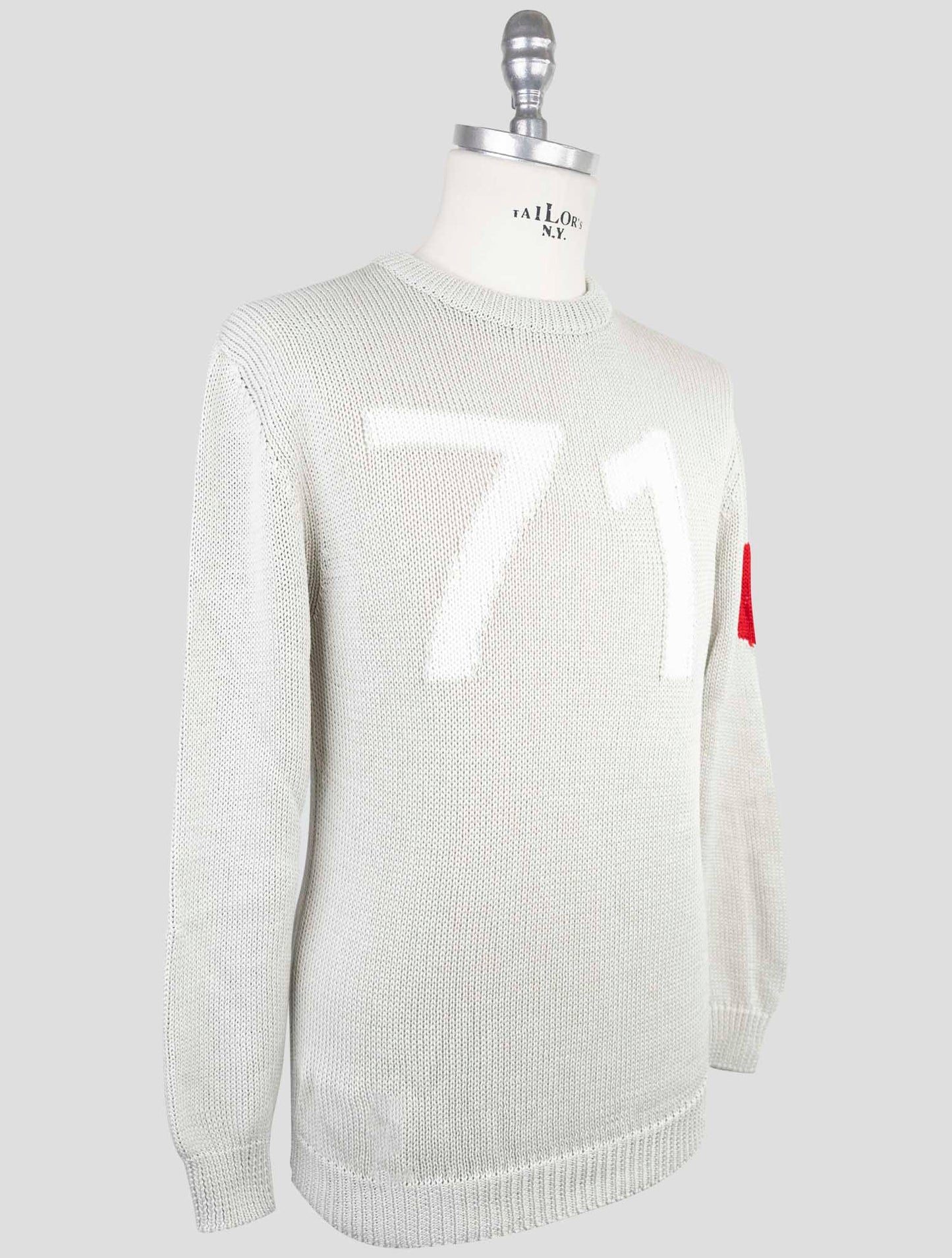 Kiton Gray Cotton Sweater Crewneck