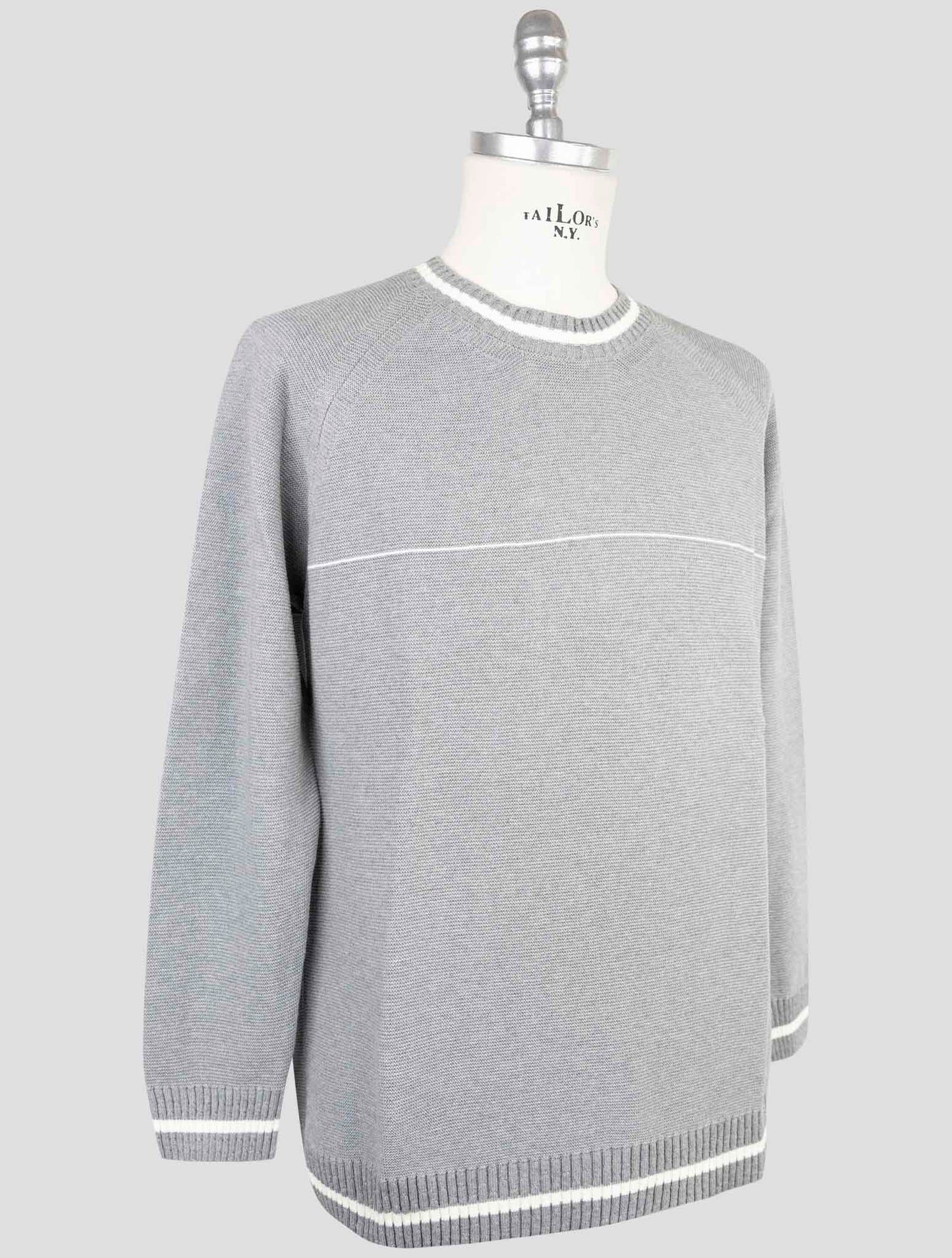 Kiton Gray Cotton Sweater Crewneck