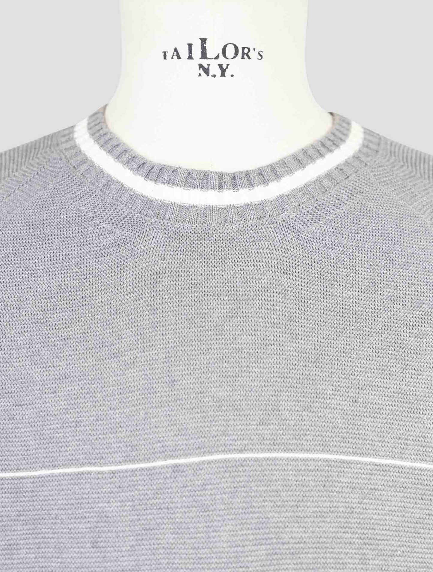 Kiton Gray Cotton Sweater Crewneck