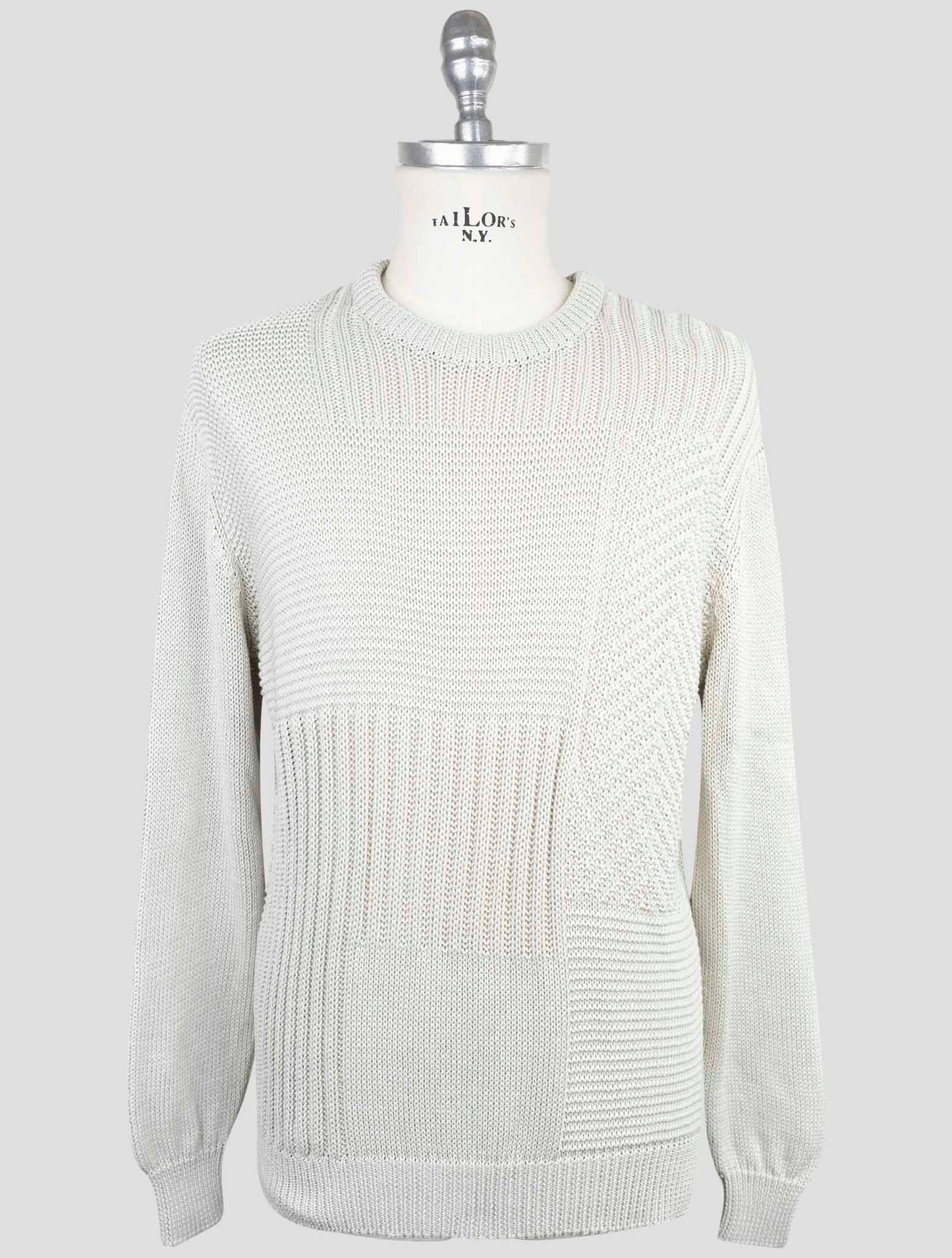 Kiton Gray Cotton Sweater Crewneck