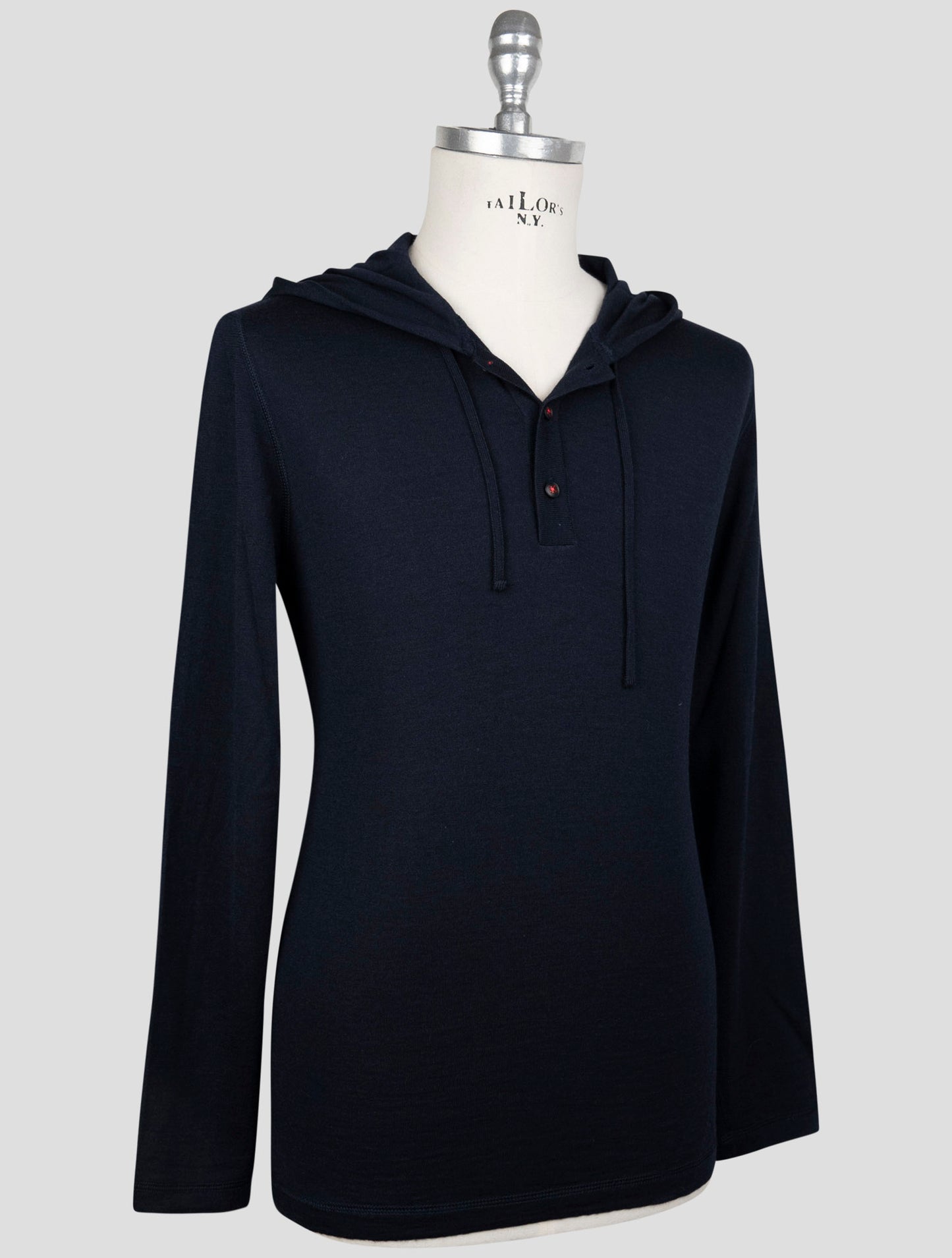 Kiton Blue Cashmere Silk Sweater Hoodie