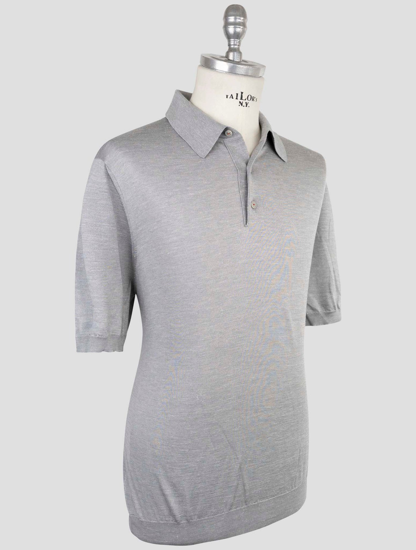 Kiton Gray Silk Cashmere Linen Polo