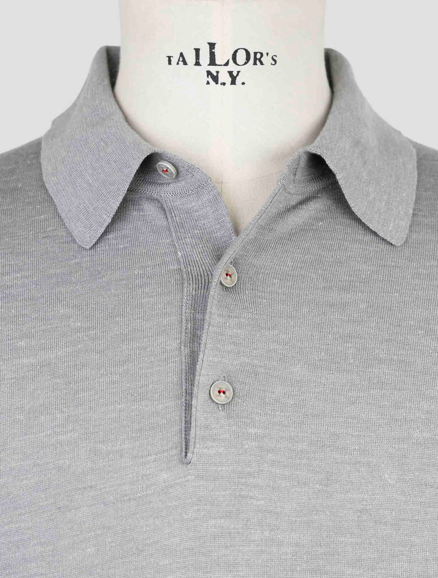 Kiton Gray Silk Cashmere Linen Polo