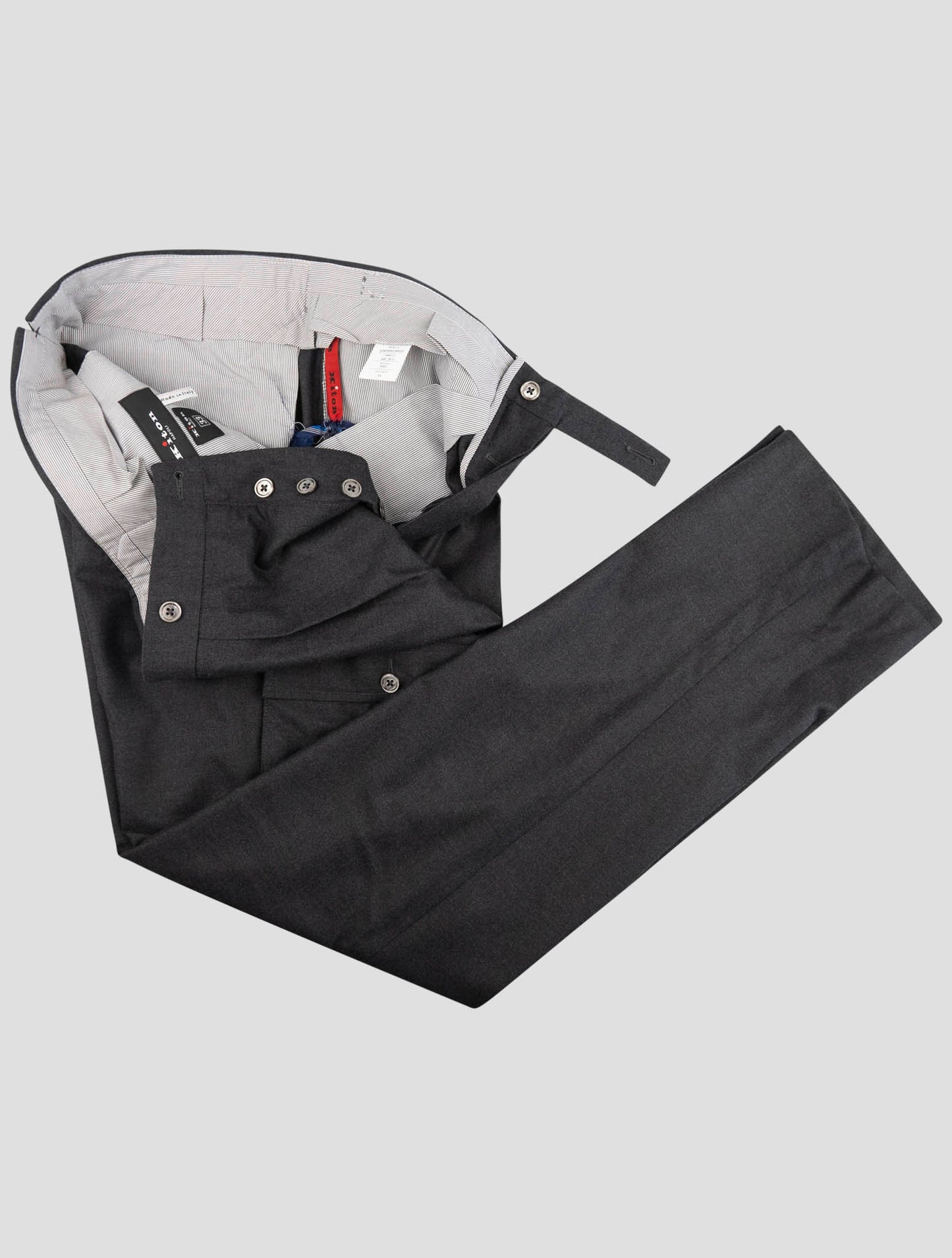 Kiton Gray Virgin Wool Cargo Pants