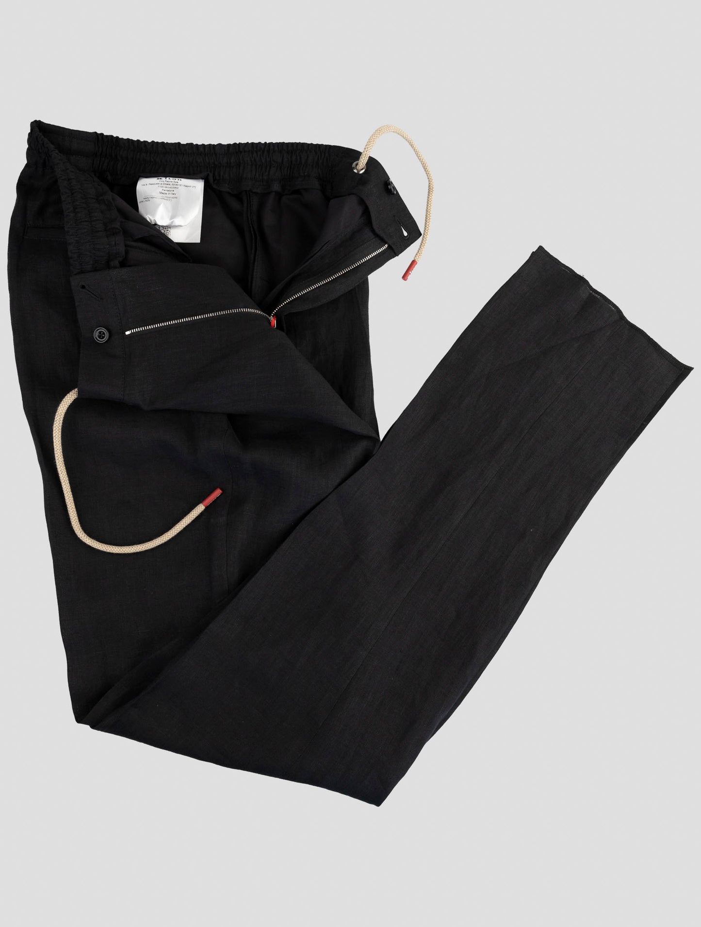 Kiton Black Linen Pants