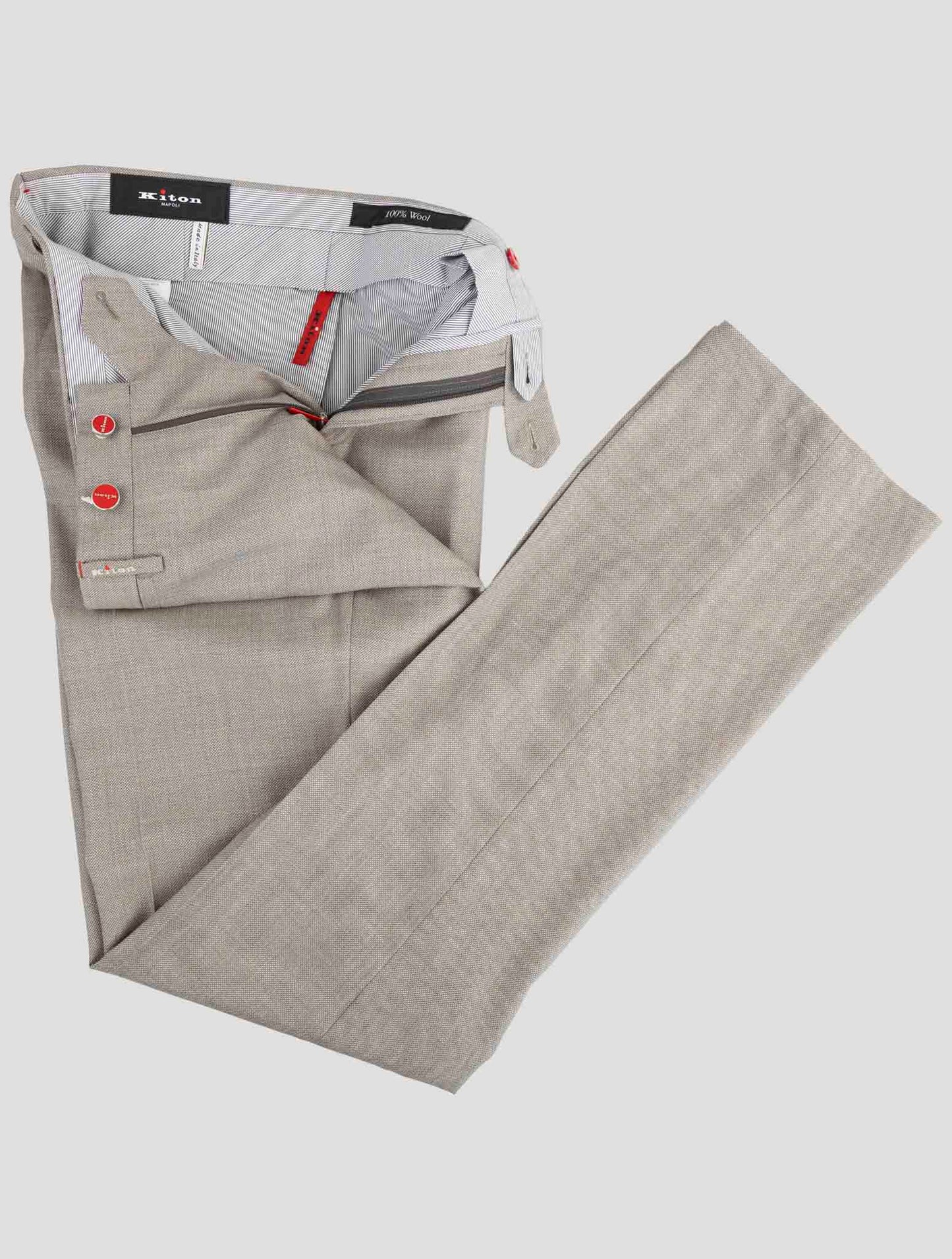 Kiton Gray Wool Dress Pants