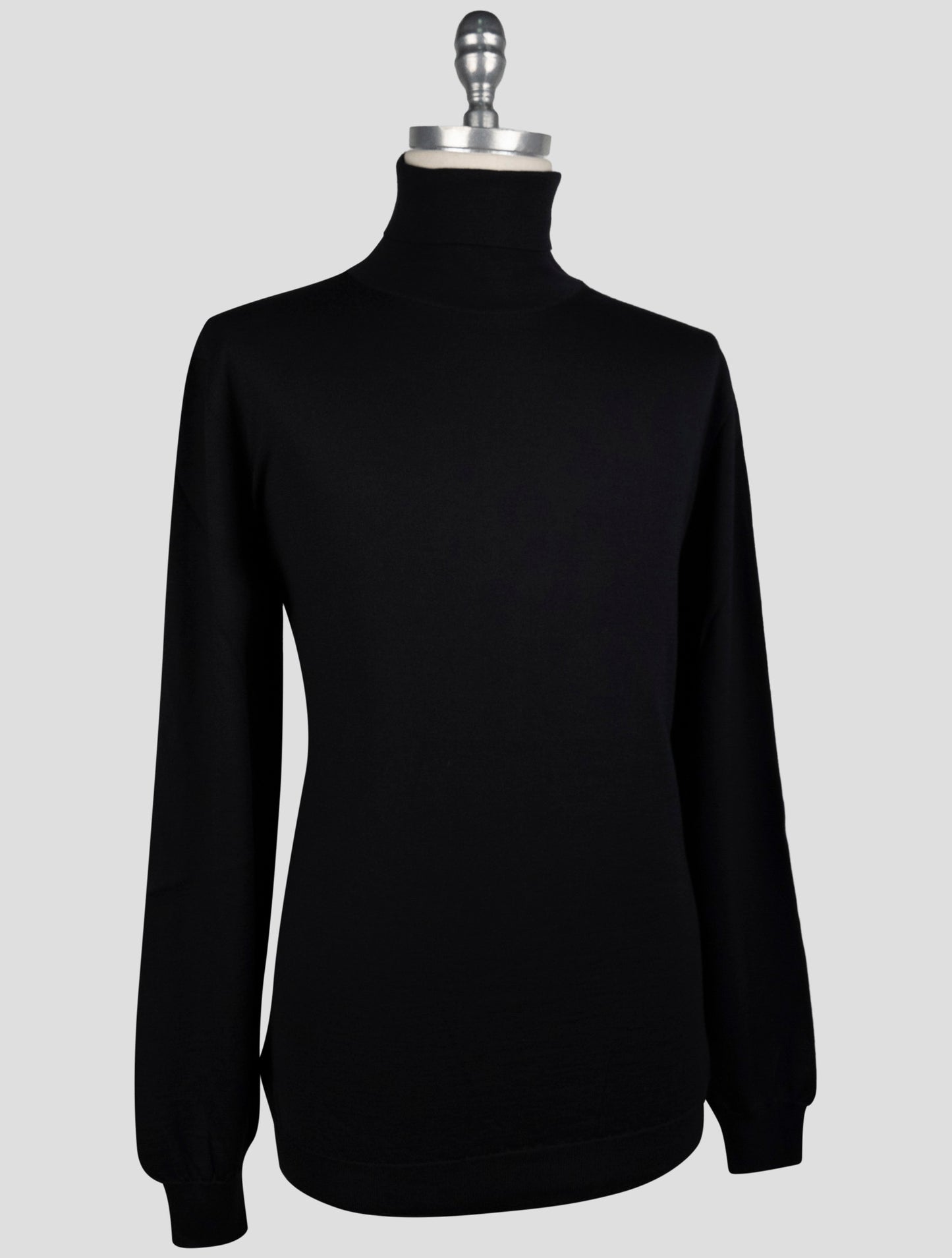 Kiton Black Cashmere Silk Sweater Turtleneck