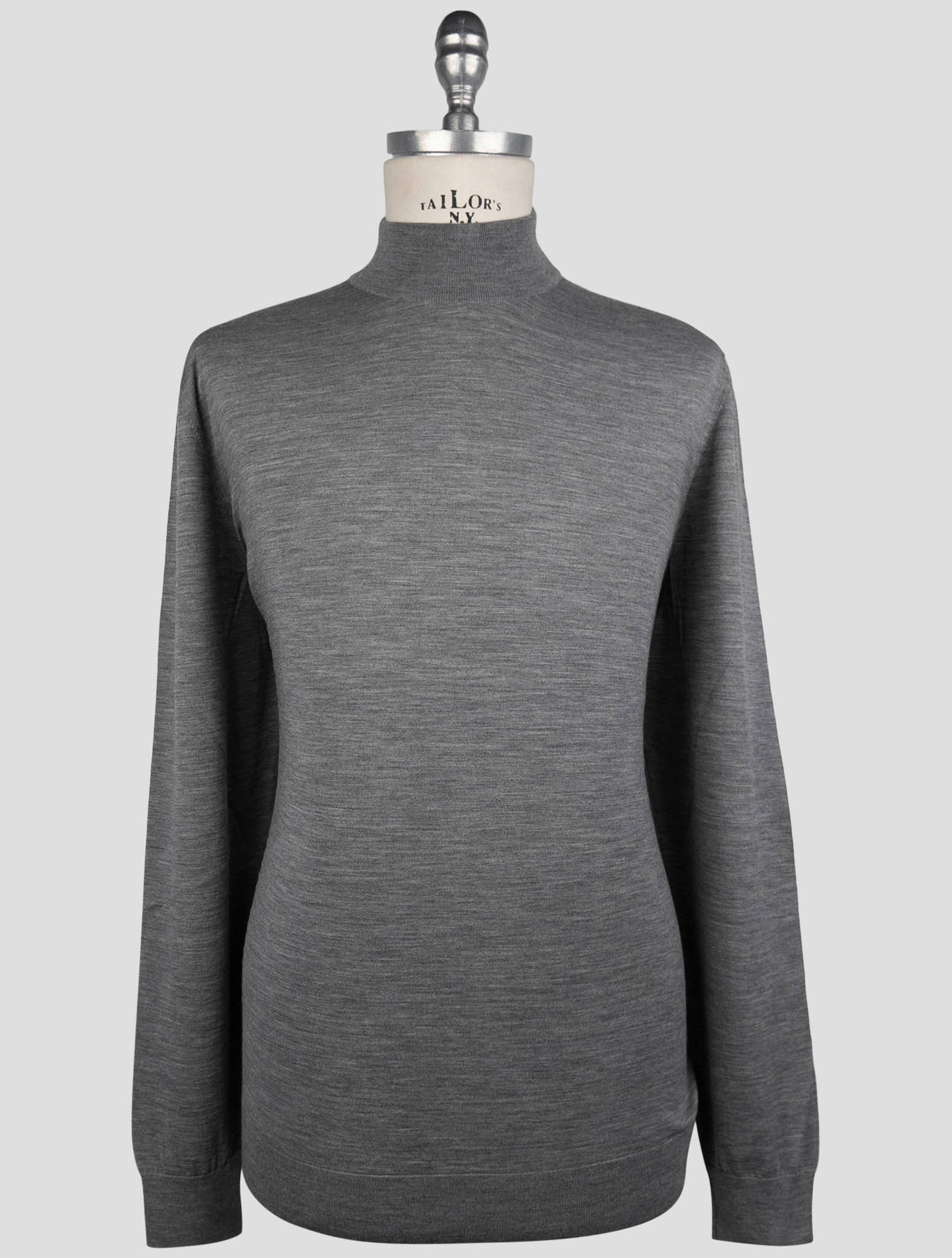 Kiton Gray Wool Sweater Hakf Neck