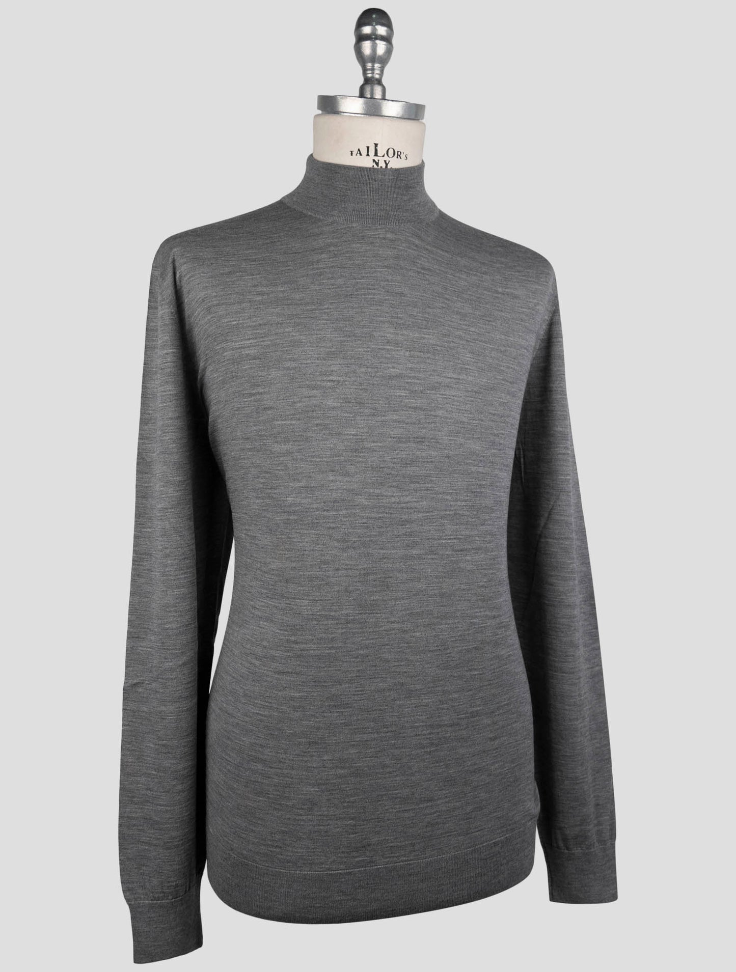 Kiton Gray Wool Sweater Hakf Neck