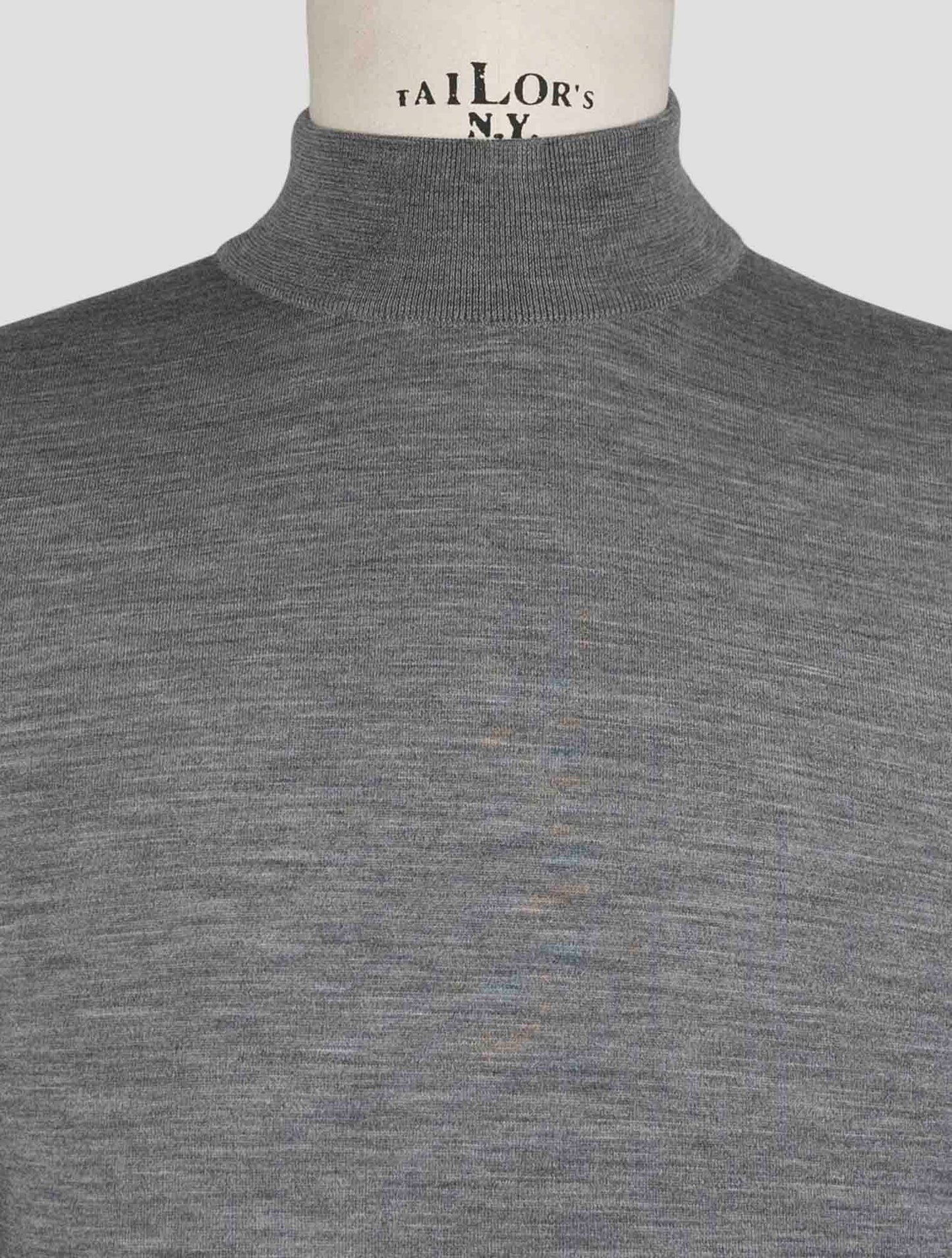 Kiton Gray Wool Sweater Hakf Neck