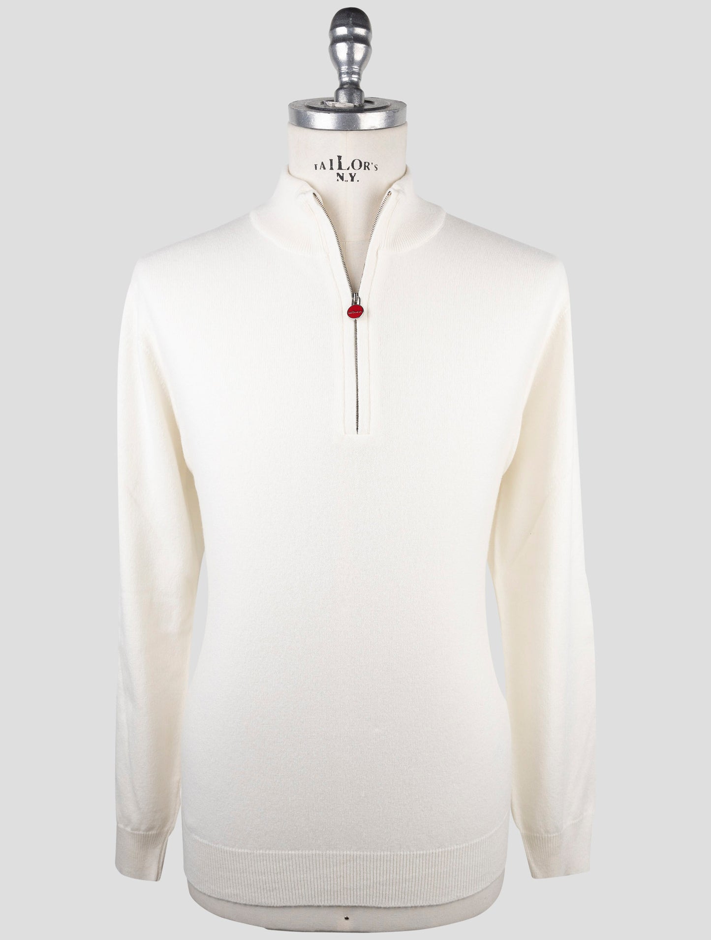 Kiton White Cashmere Sweater Half Zip