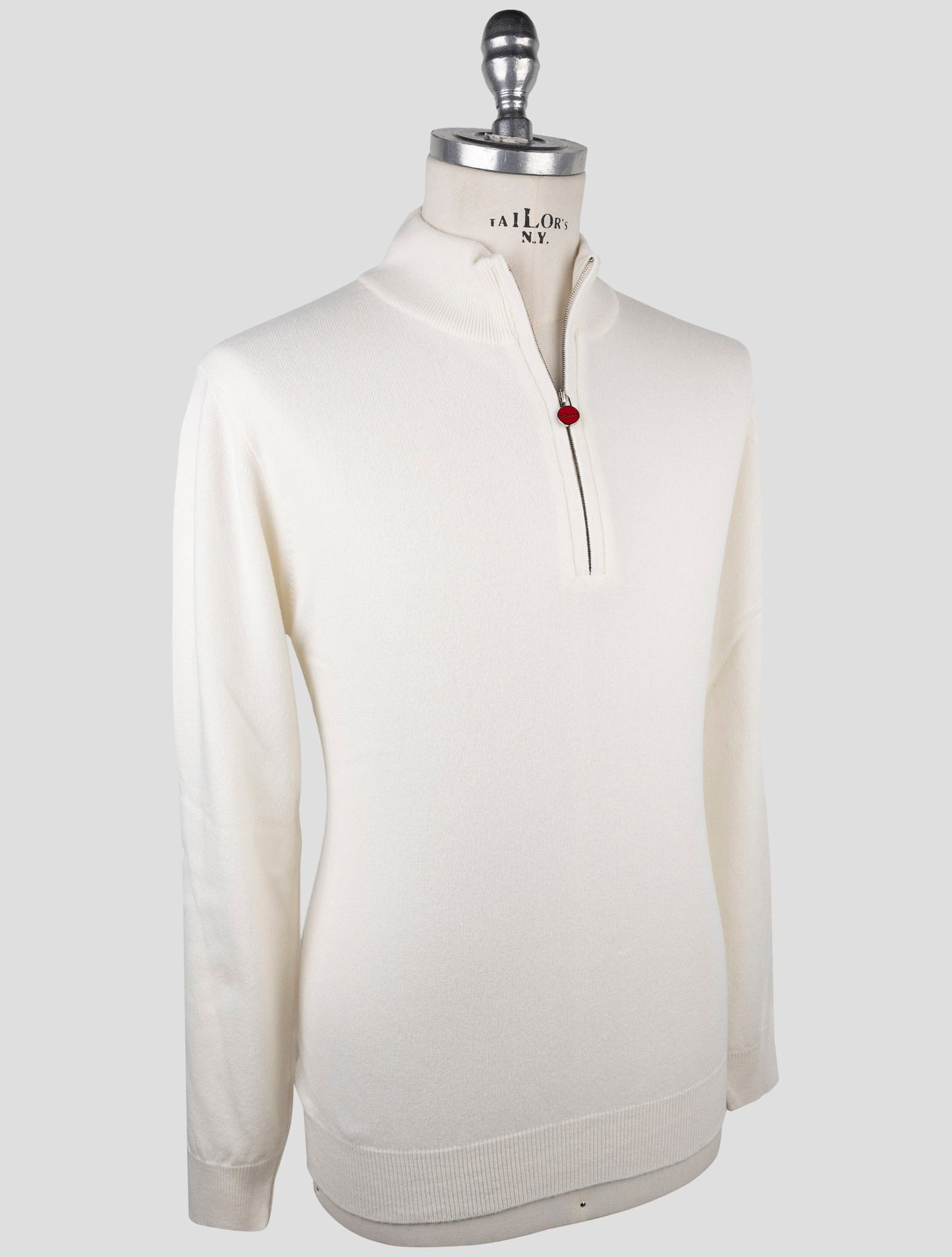Kiton White Cashmere Sweater Half Zip