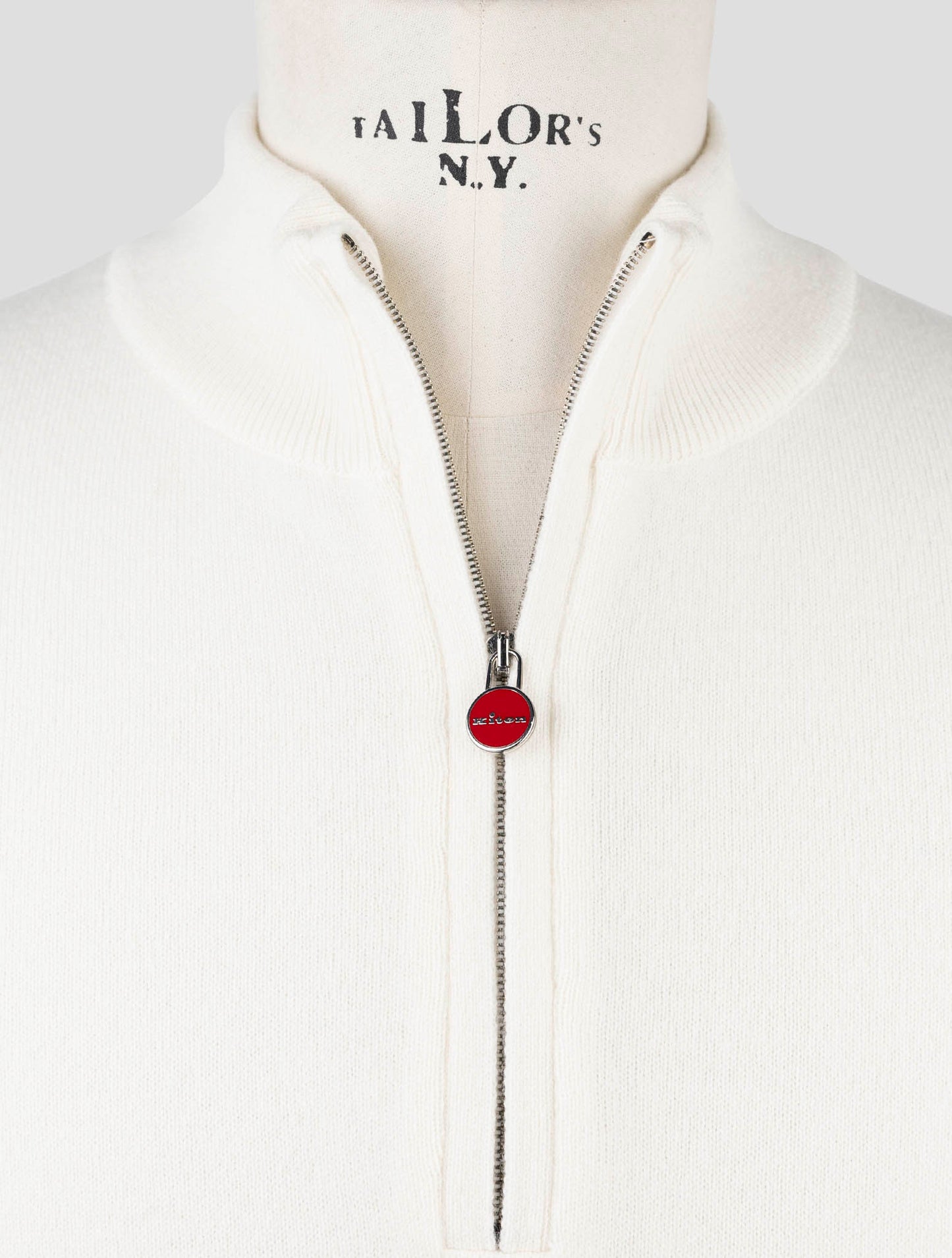 Kiton White Cashmere Sweater Half Zip
