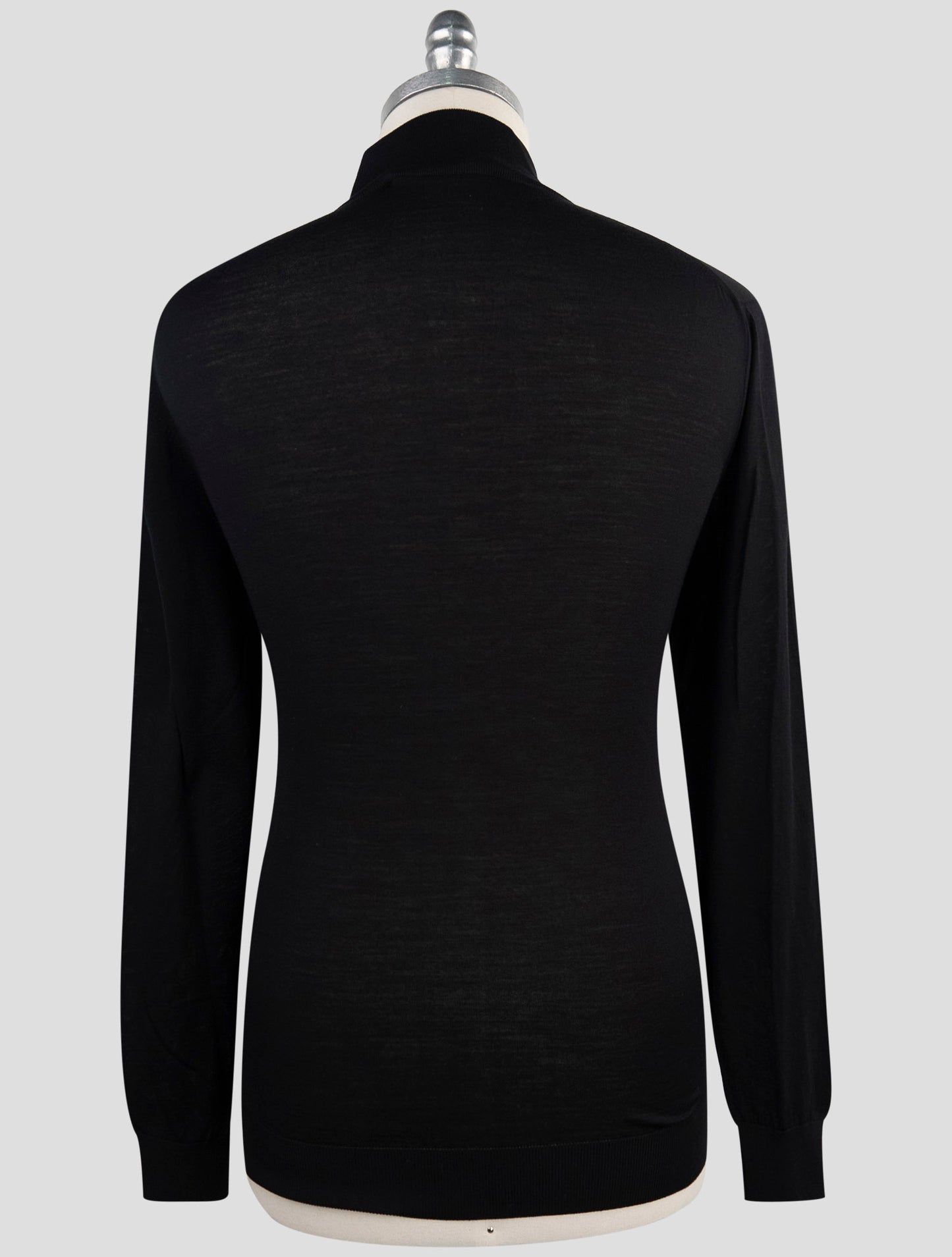 Kiton Black Wool Sweater Half Zip
