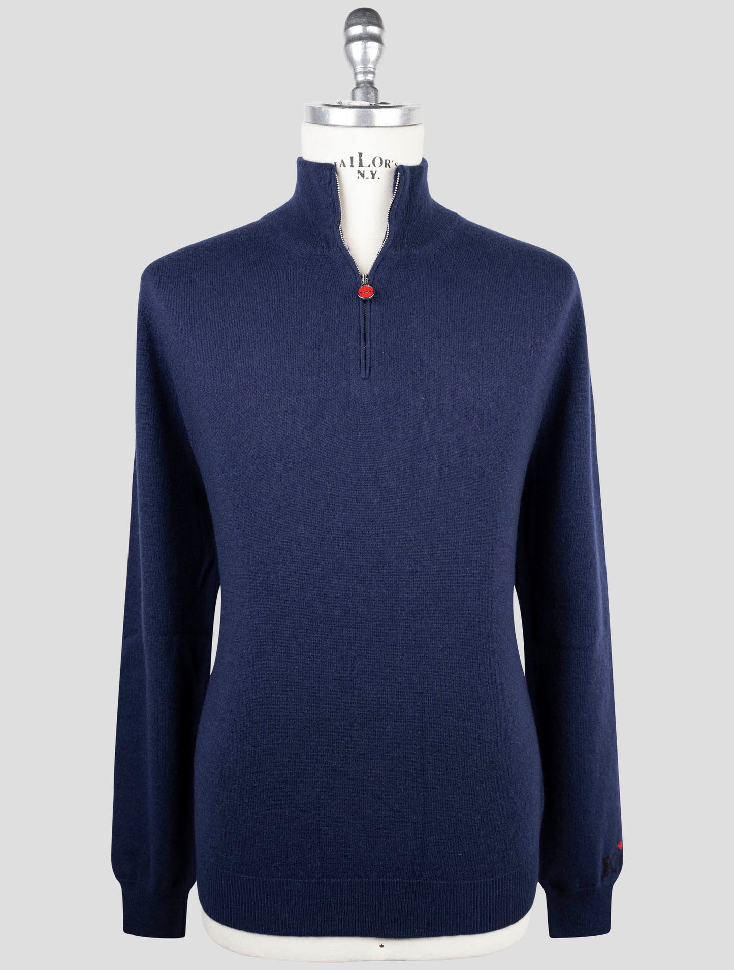 Kiton Blue Cashmere Sweater Half Zip