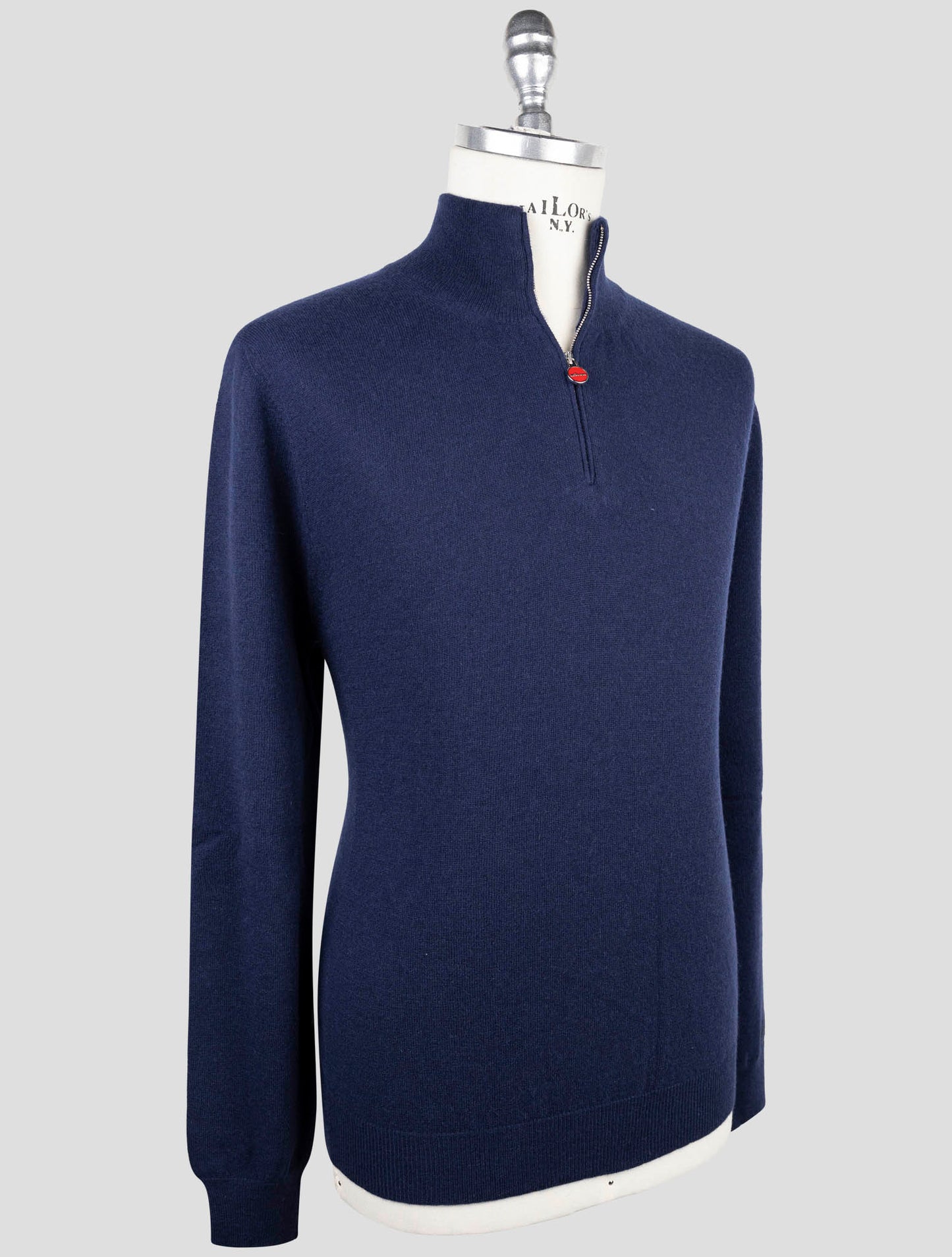 Kiton Blue Cashmere Sweater Half Zip