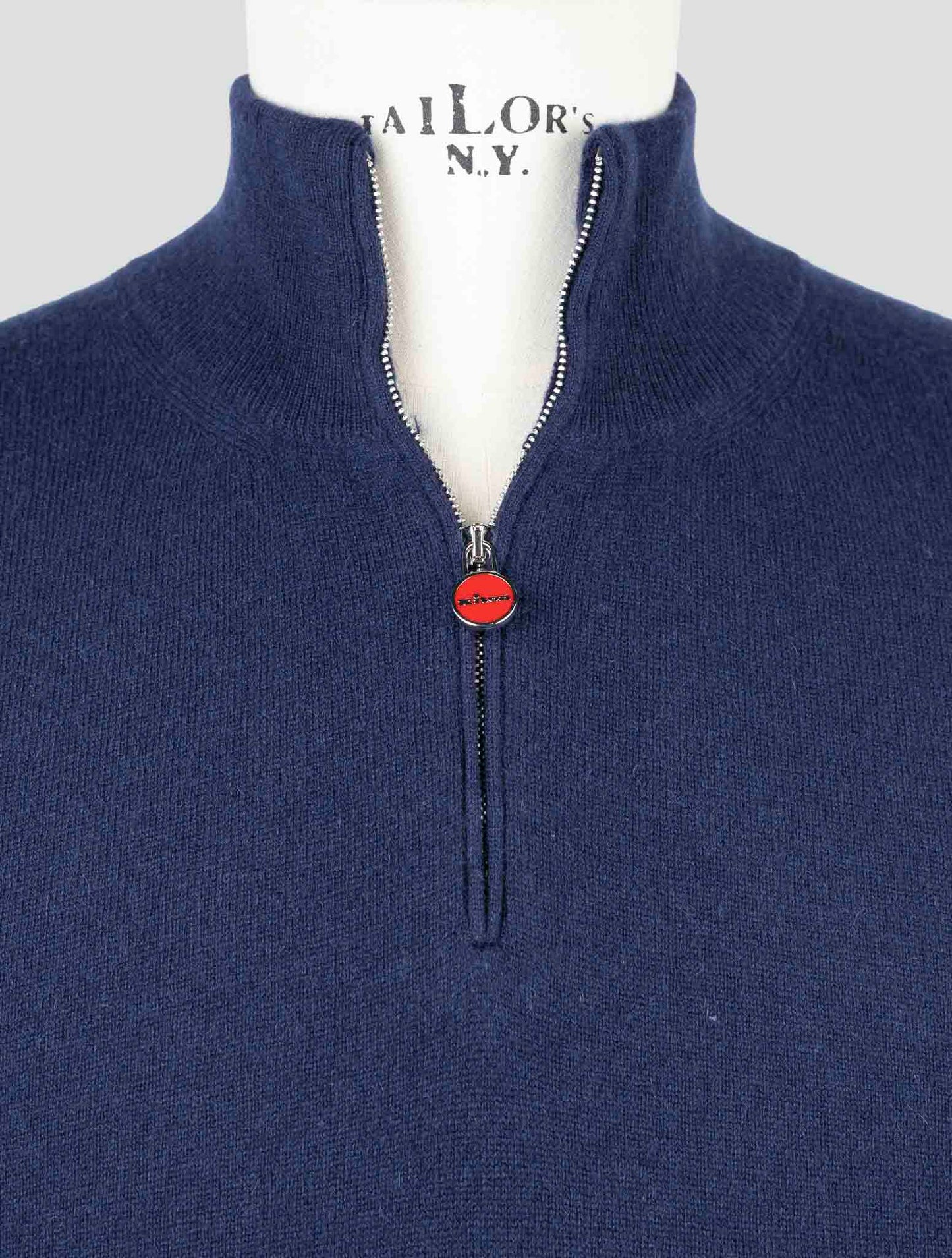 Kiton Blue Cashmere Sweater Half Zip