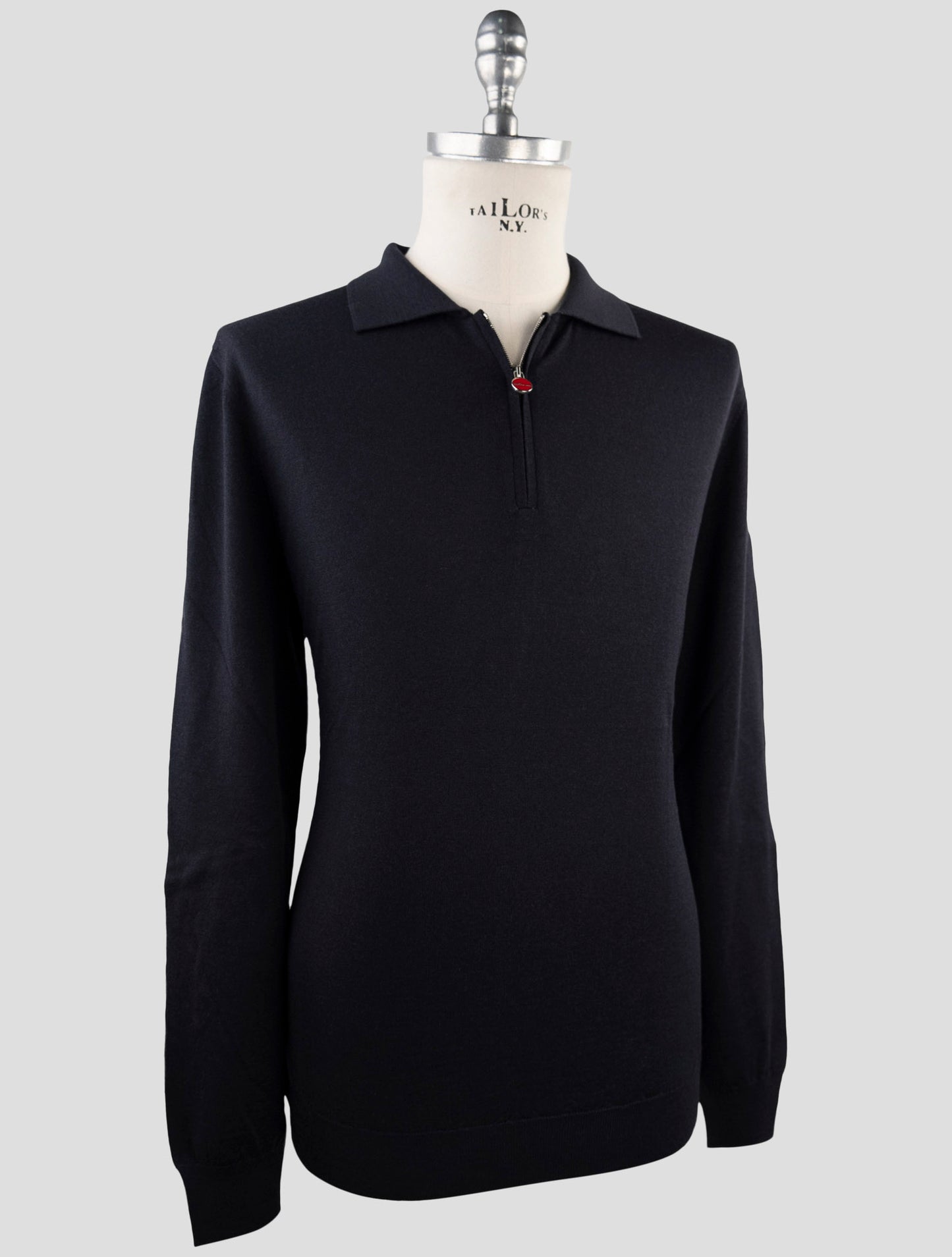 Kiton Dark Blue Wool Sweater Polo