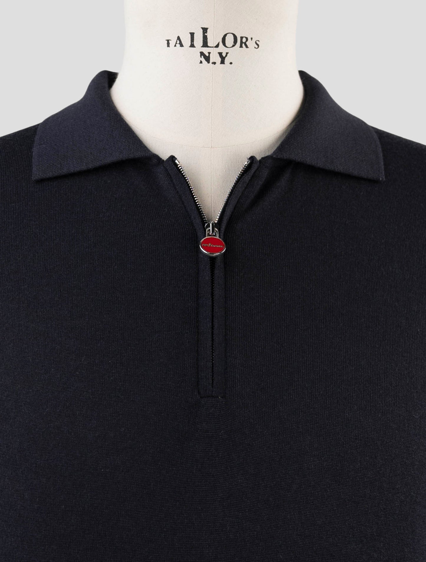 Kiton Dark Blue Wool Sweater Polo