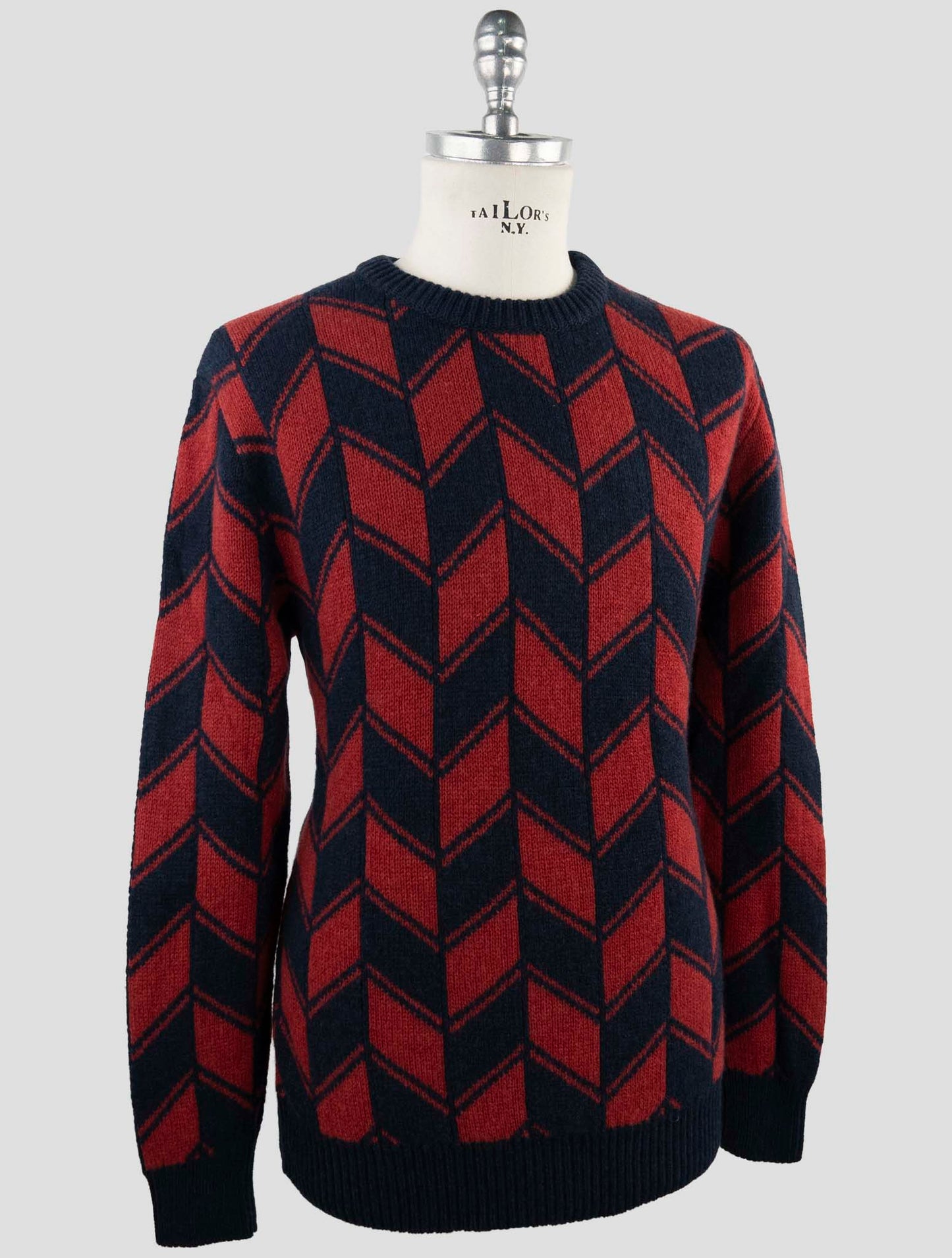 Kiton Red Blue Cashmere Sweater Crewneck