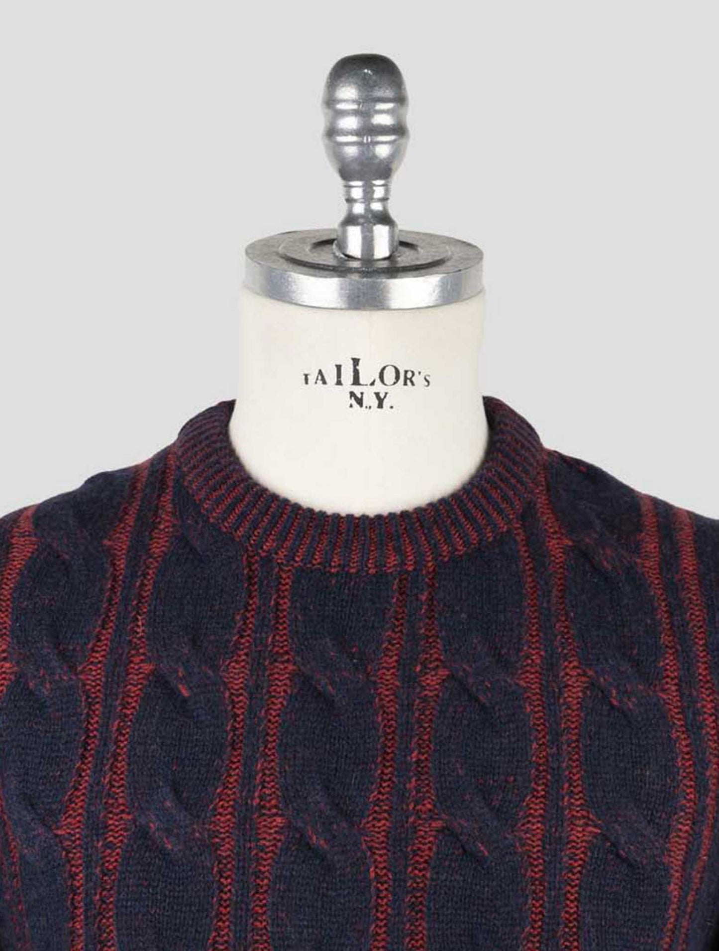 Kiton Red Blue Cashmere Sweater Crewneck