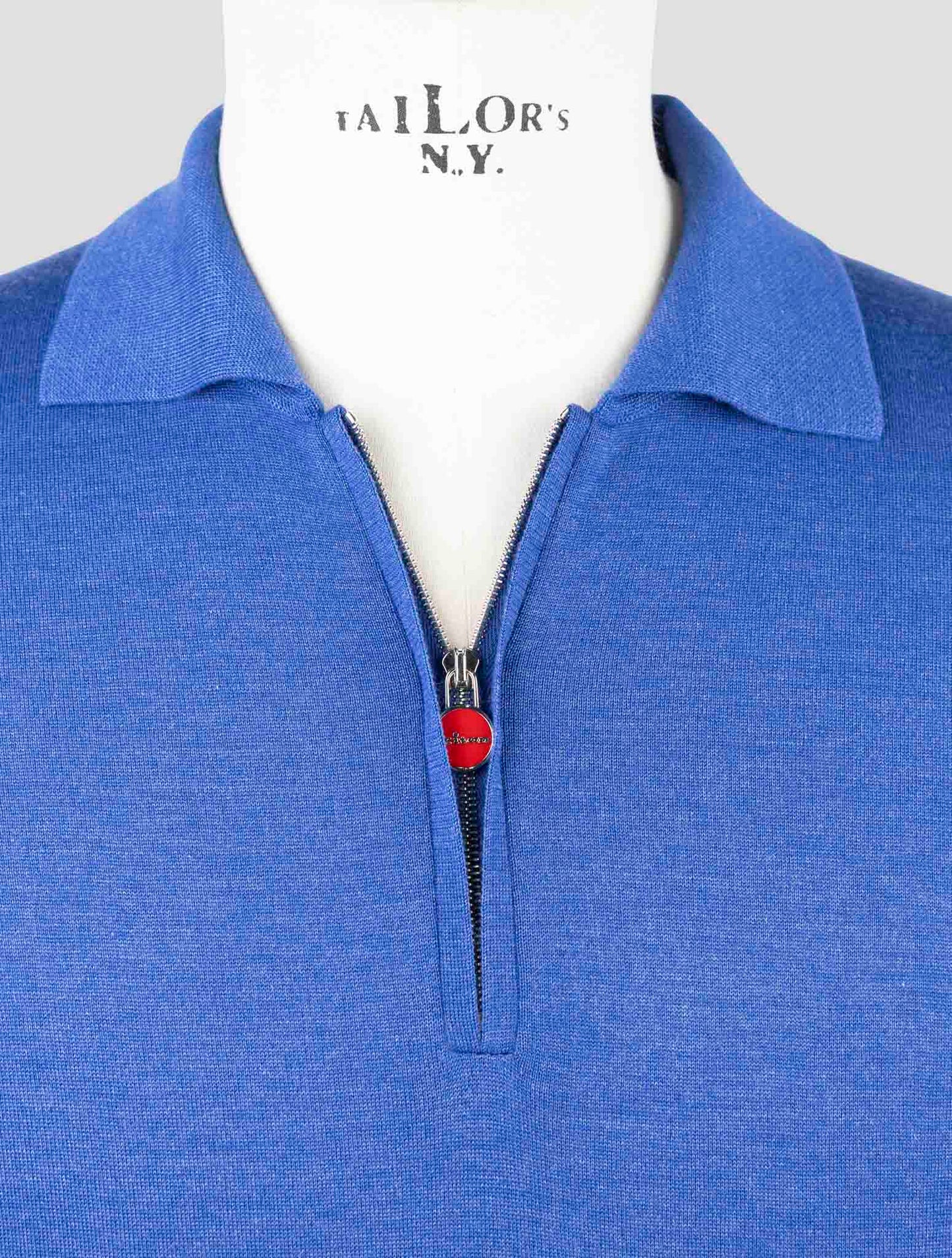 Kiton Blue Cashmere Silk Sweater Polo