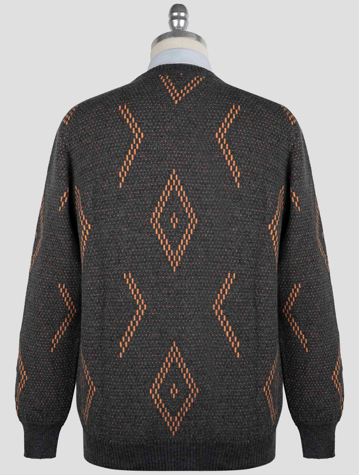 Kiton Gray Orange Cashmere Sweater Crewneck