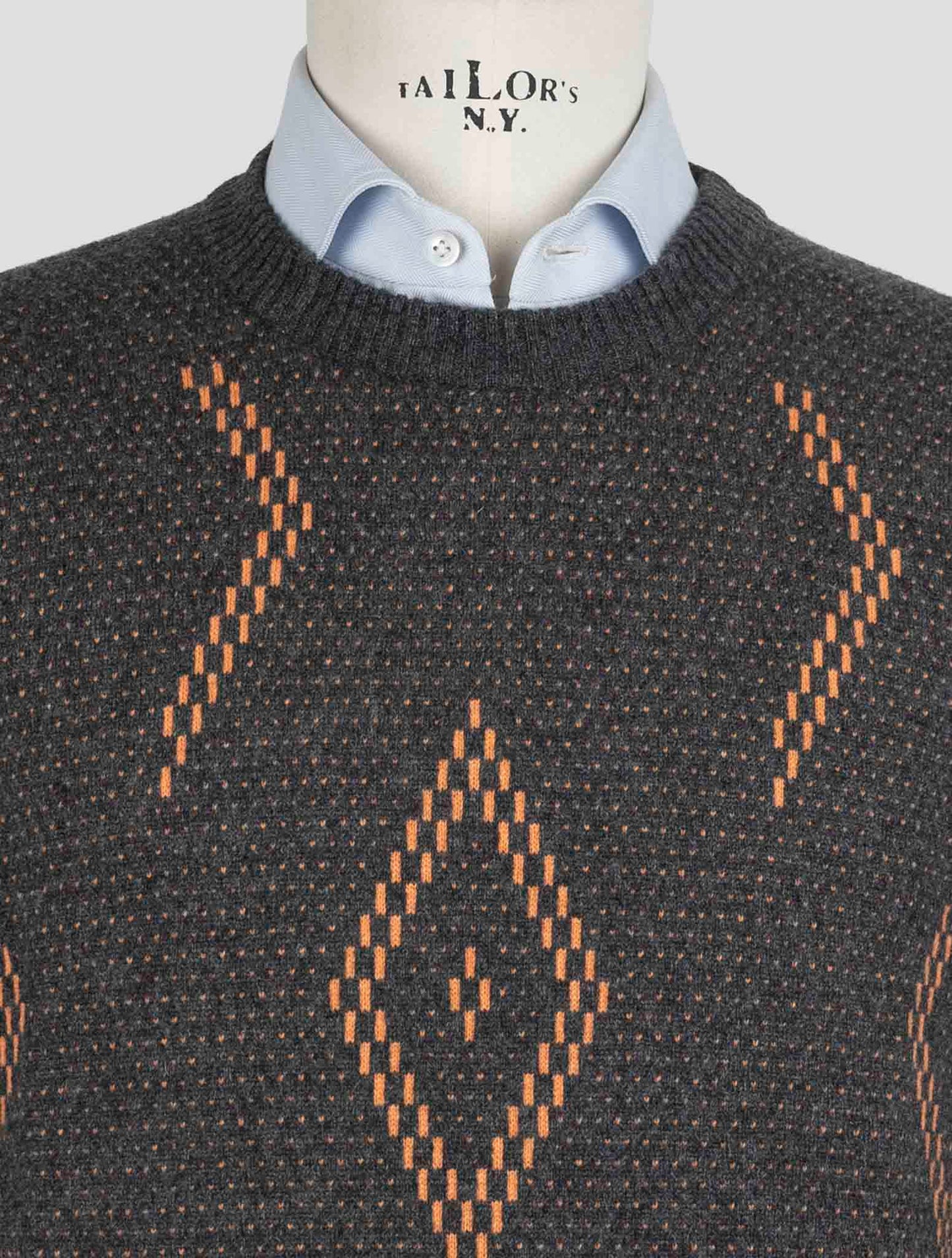 Kiton Gray Orange Cashmere Sweater Crewneck