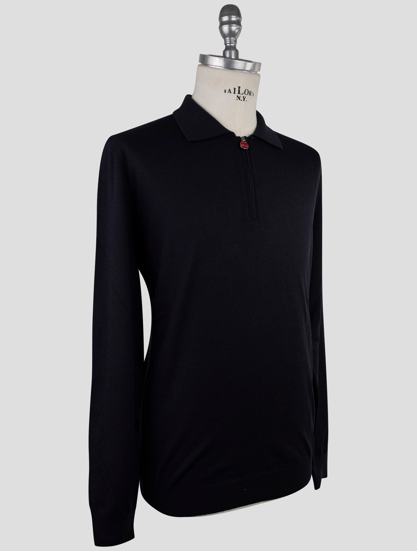 Kiton Dark Blue Wool Sweater Polo