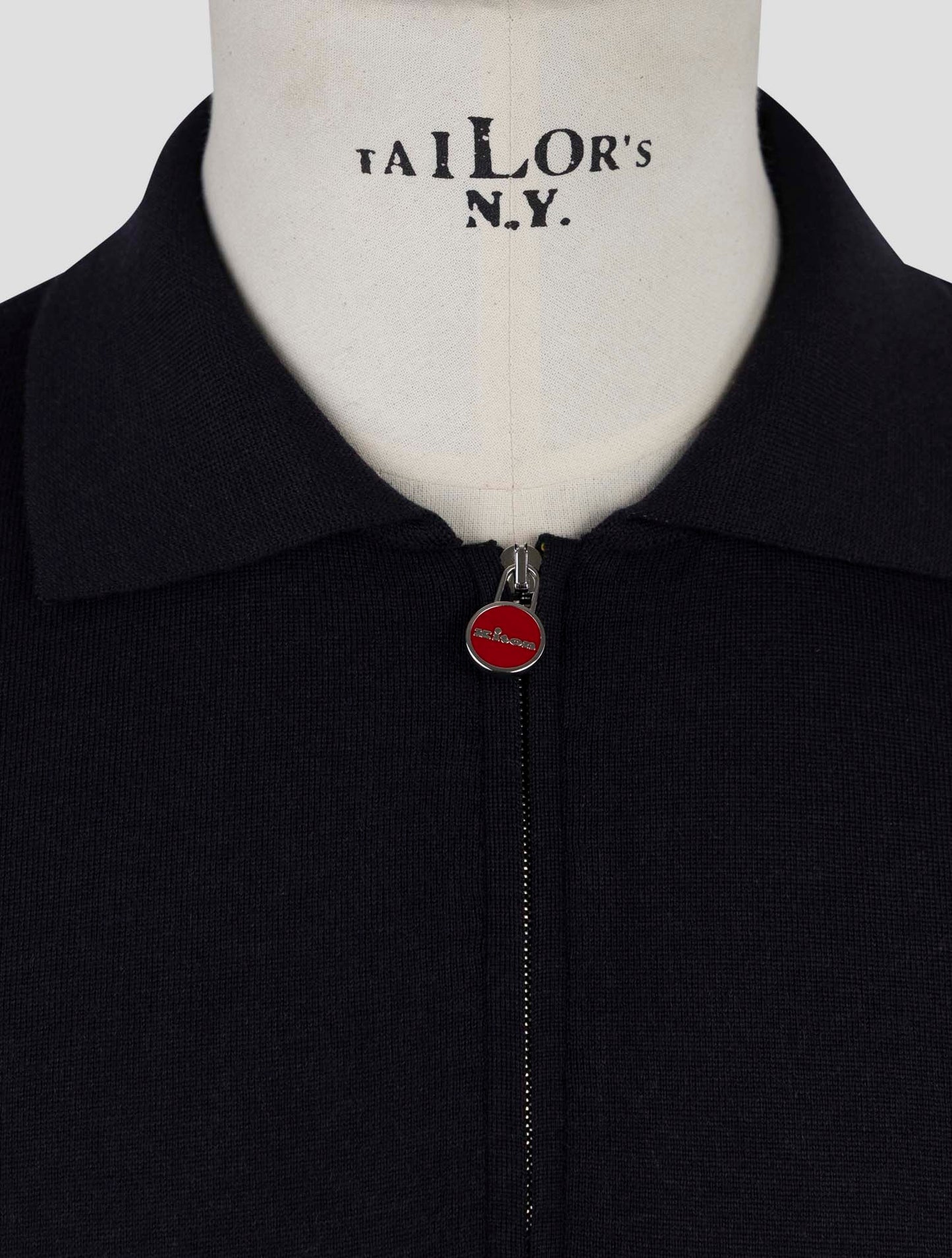 Kiton Dark Blue Wool Sweater Polo