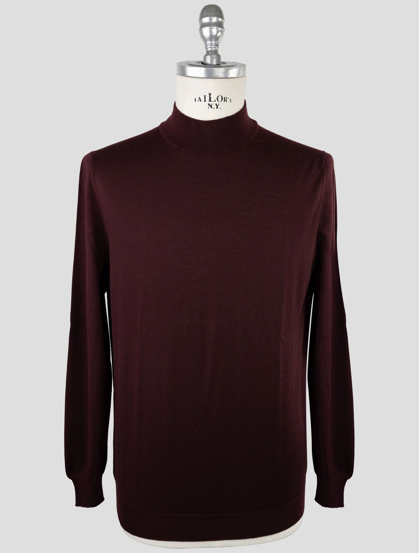 Kiton Burgundy Cashmere Silk Sweater Half Neck