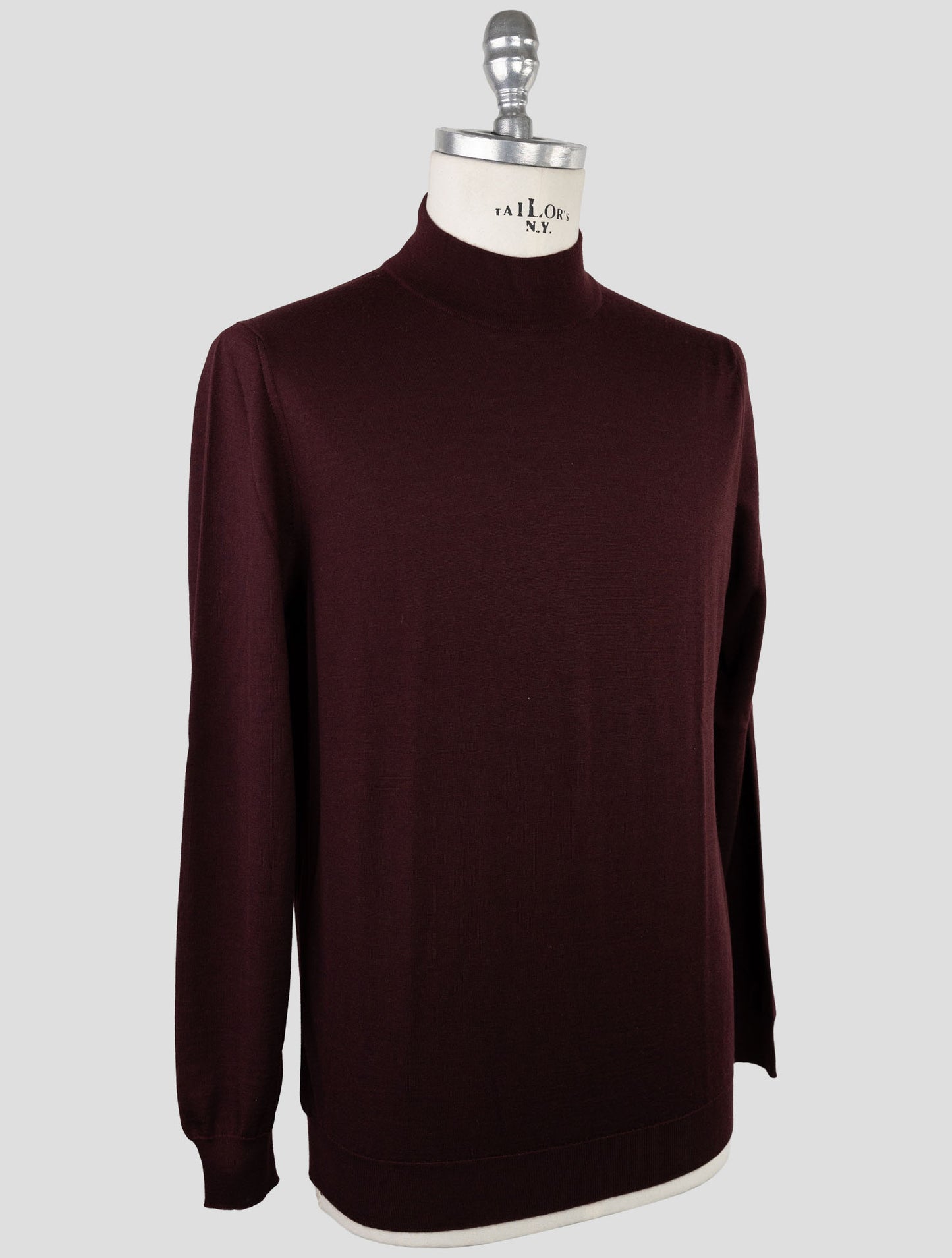 Kiton Burgundy Cashmere Silk Sweater Half Neck