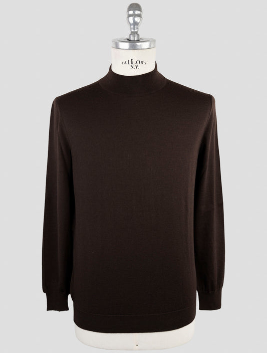 Kiton Brown Cashmere Silk Sweater Half Neck