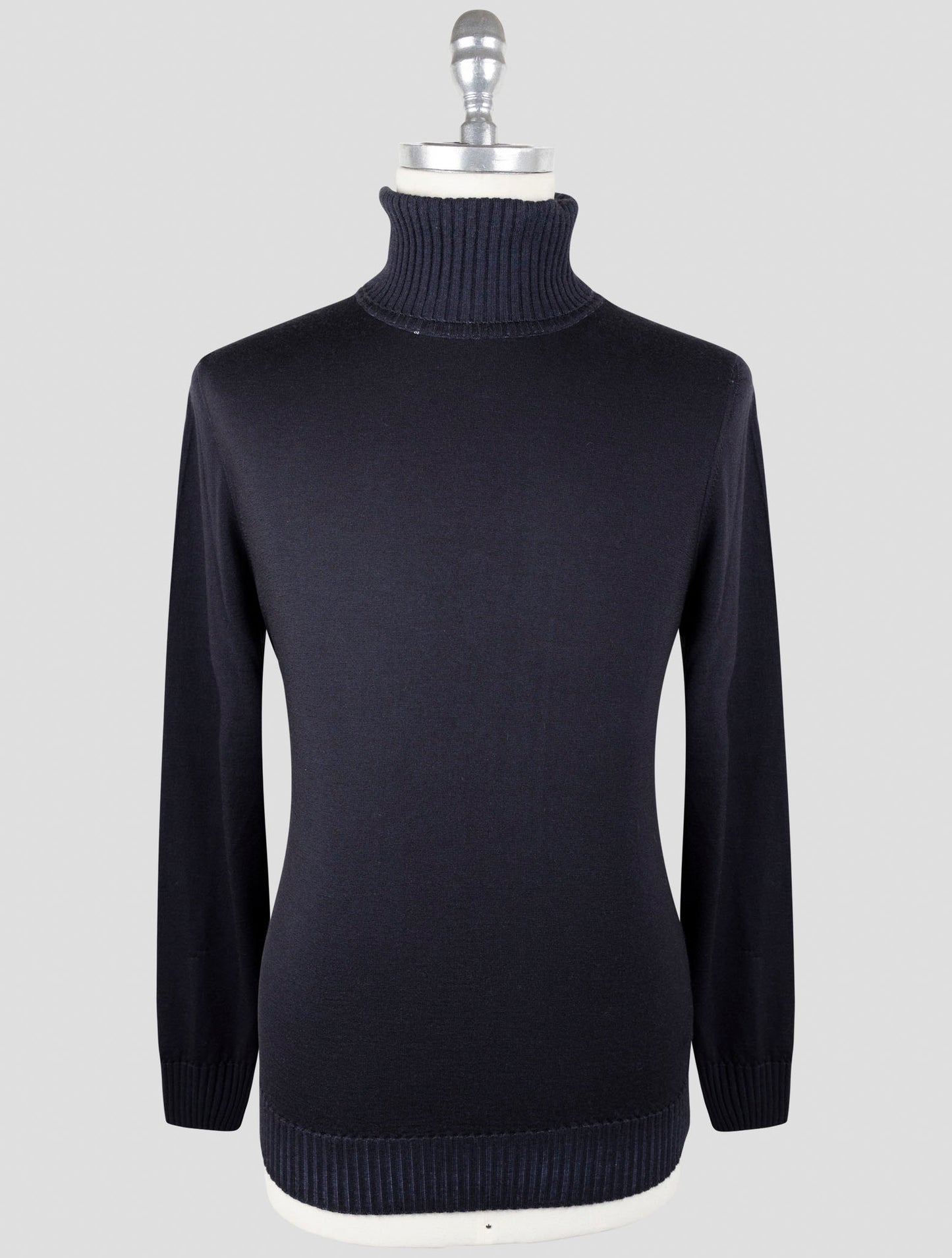 Kiton Dark Blue Cashmere Silk Sweater Turtleneck