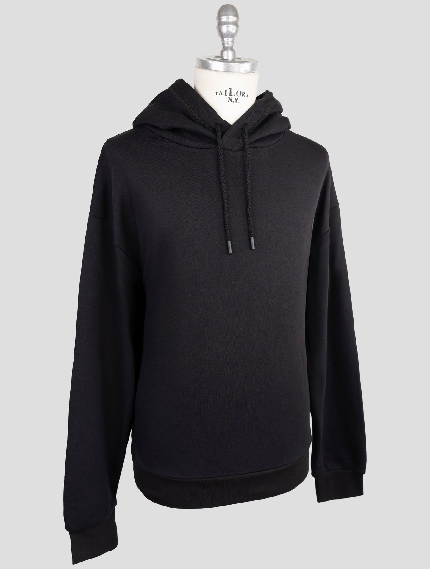 Kiton Knt Black Cotton Sweater Hoodie