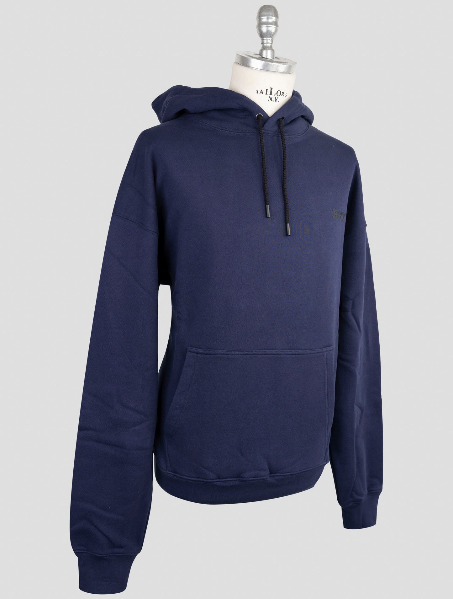 Kiton Knt Blue Cotton Sweater Hoodie