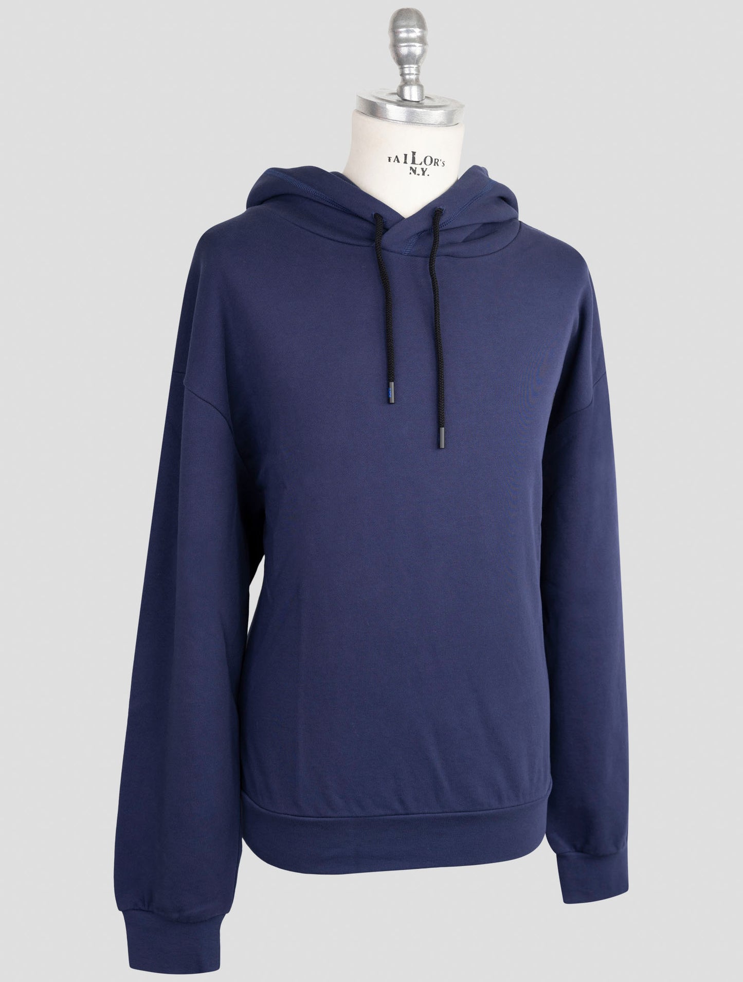 Kiton Knt Blue Cotton Sweater Hoodie